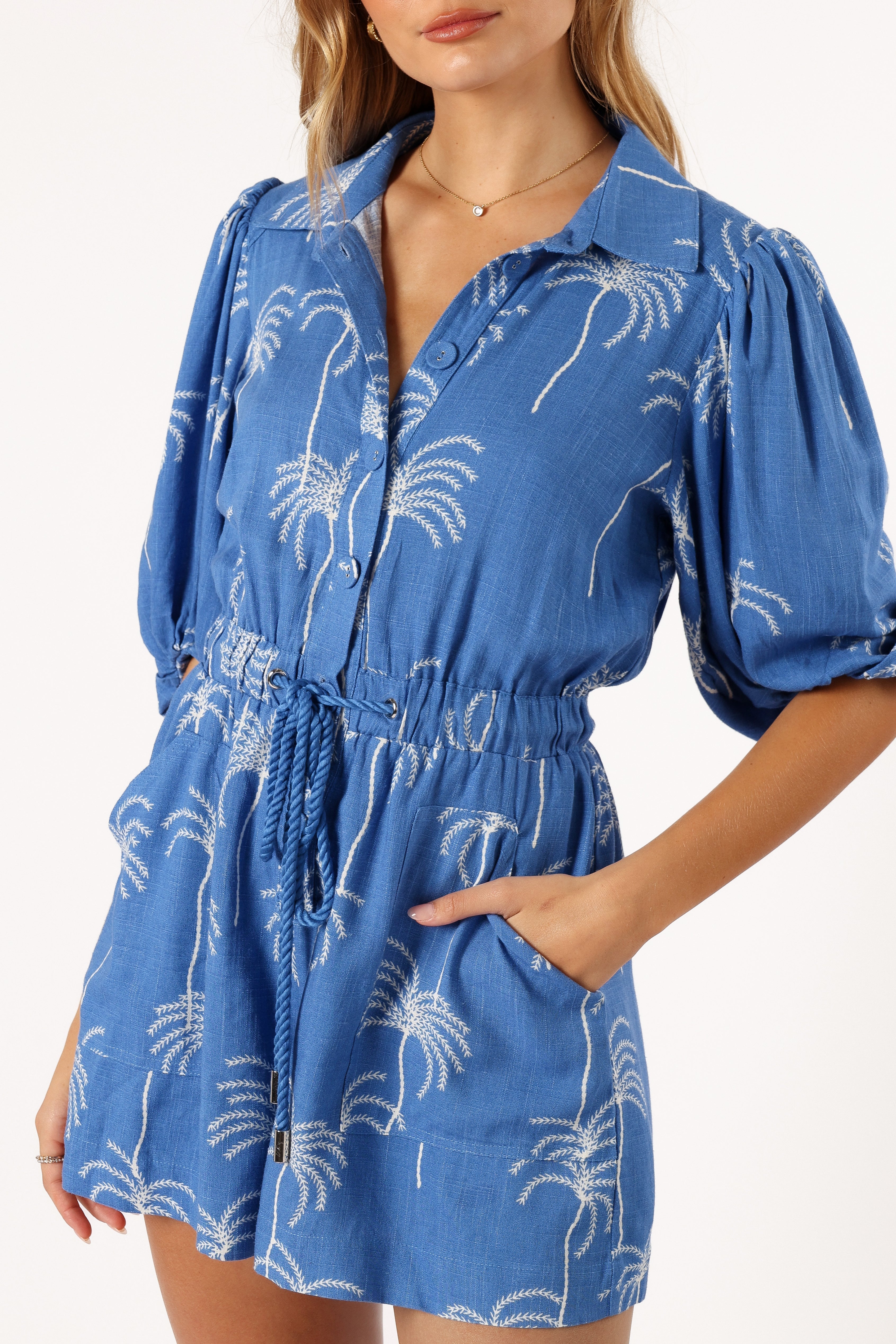 Gina Romper - Blue Print-Sunny Prom