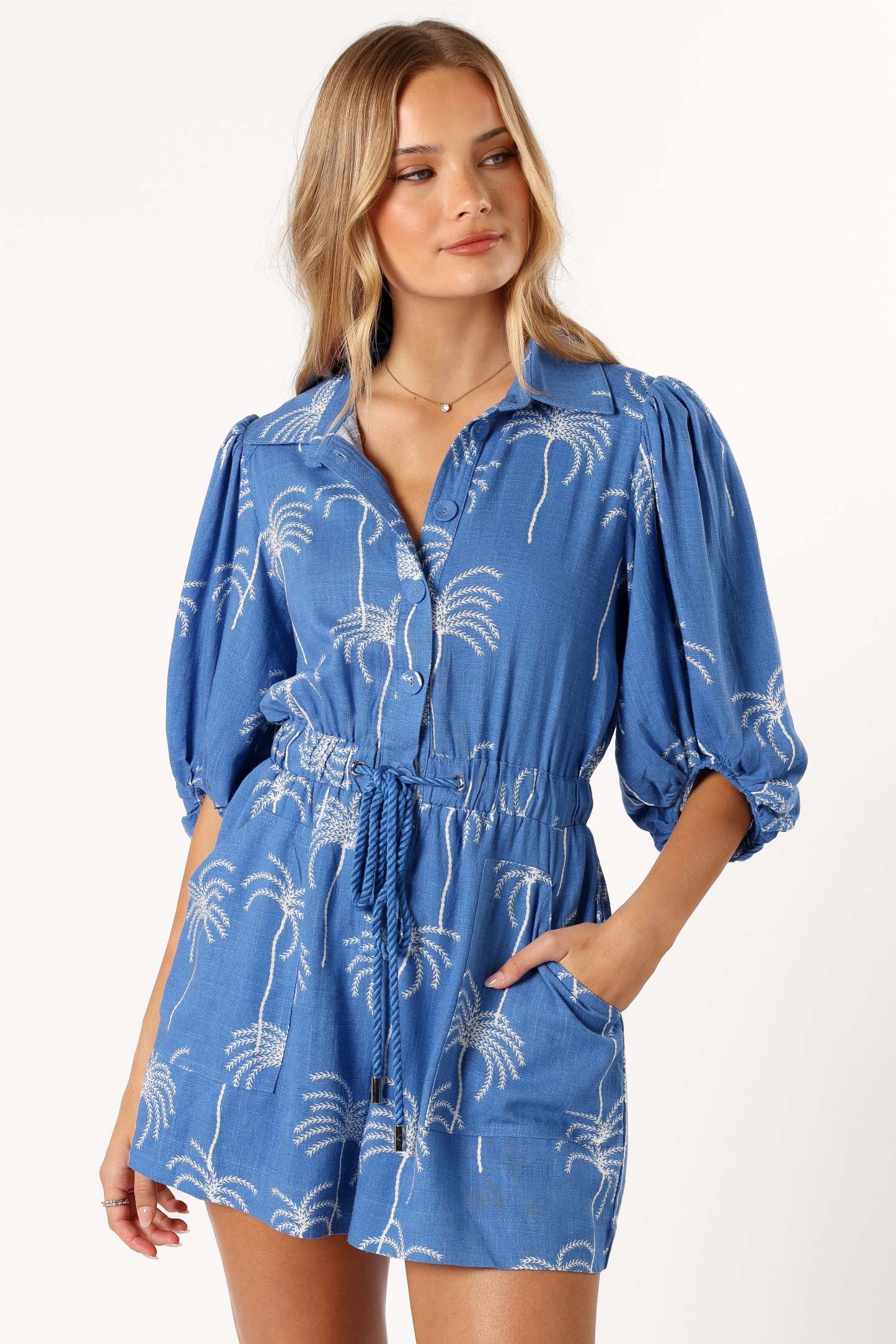 Gina Romper - Blue Print-Sunny Prom