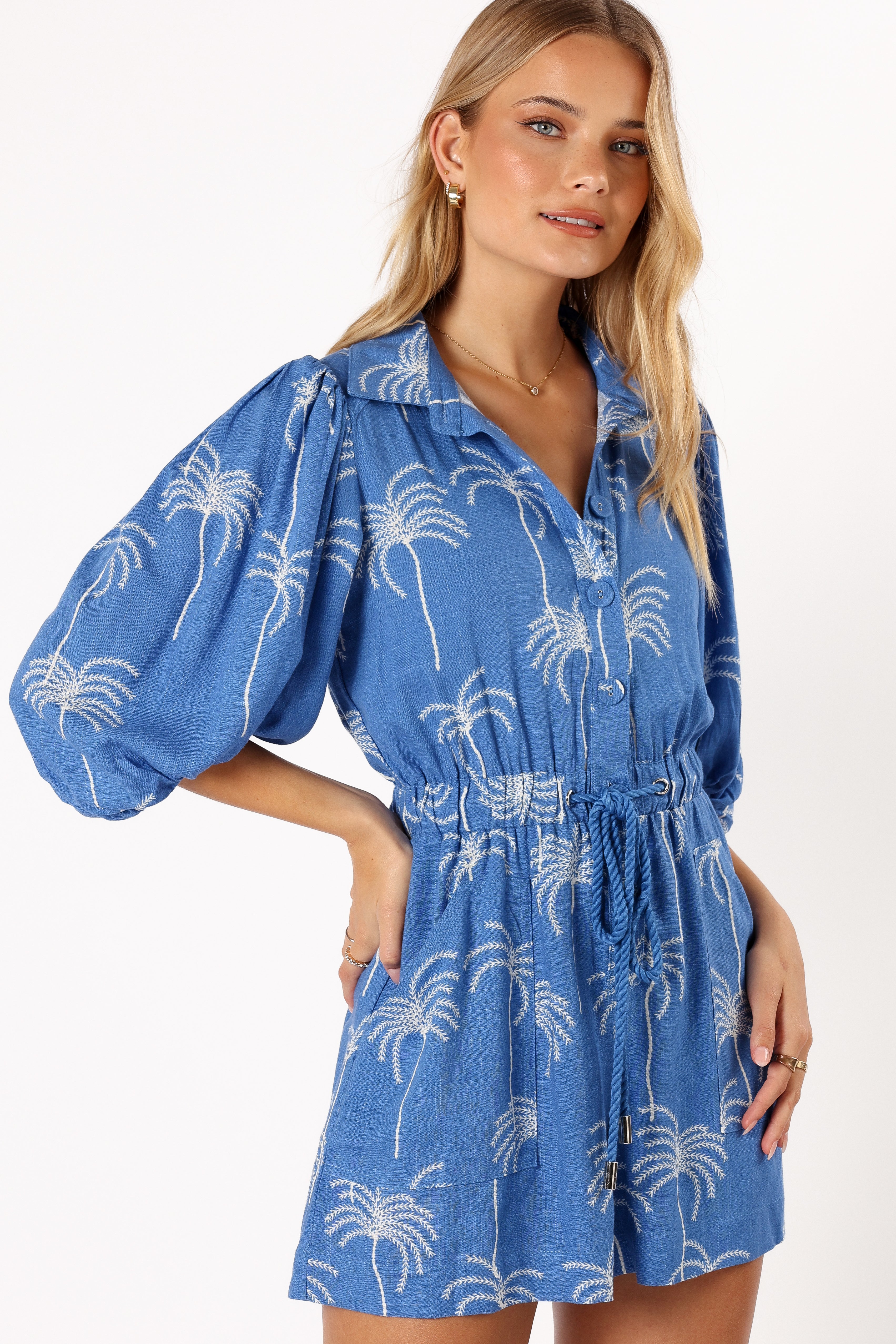 Gina Romper - Blue Print-Sunny Prom