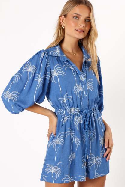 Gina Romper - Blue Print-Sunny Prom