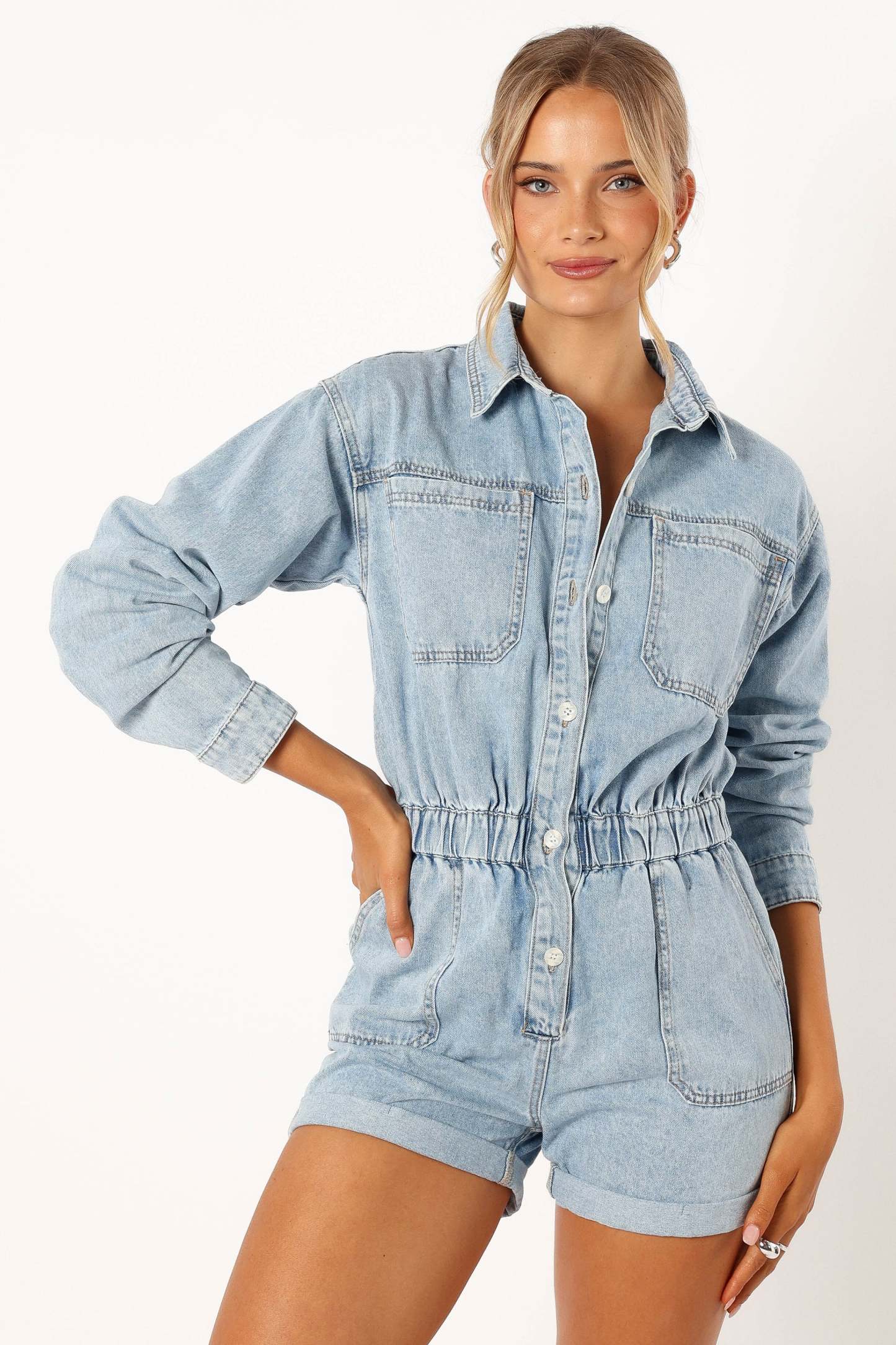 Danielle Romper - Medium Denim-Sunny Prom