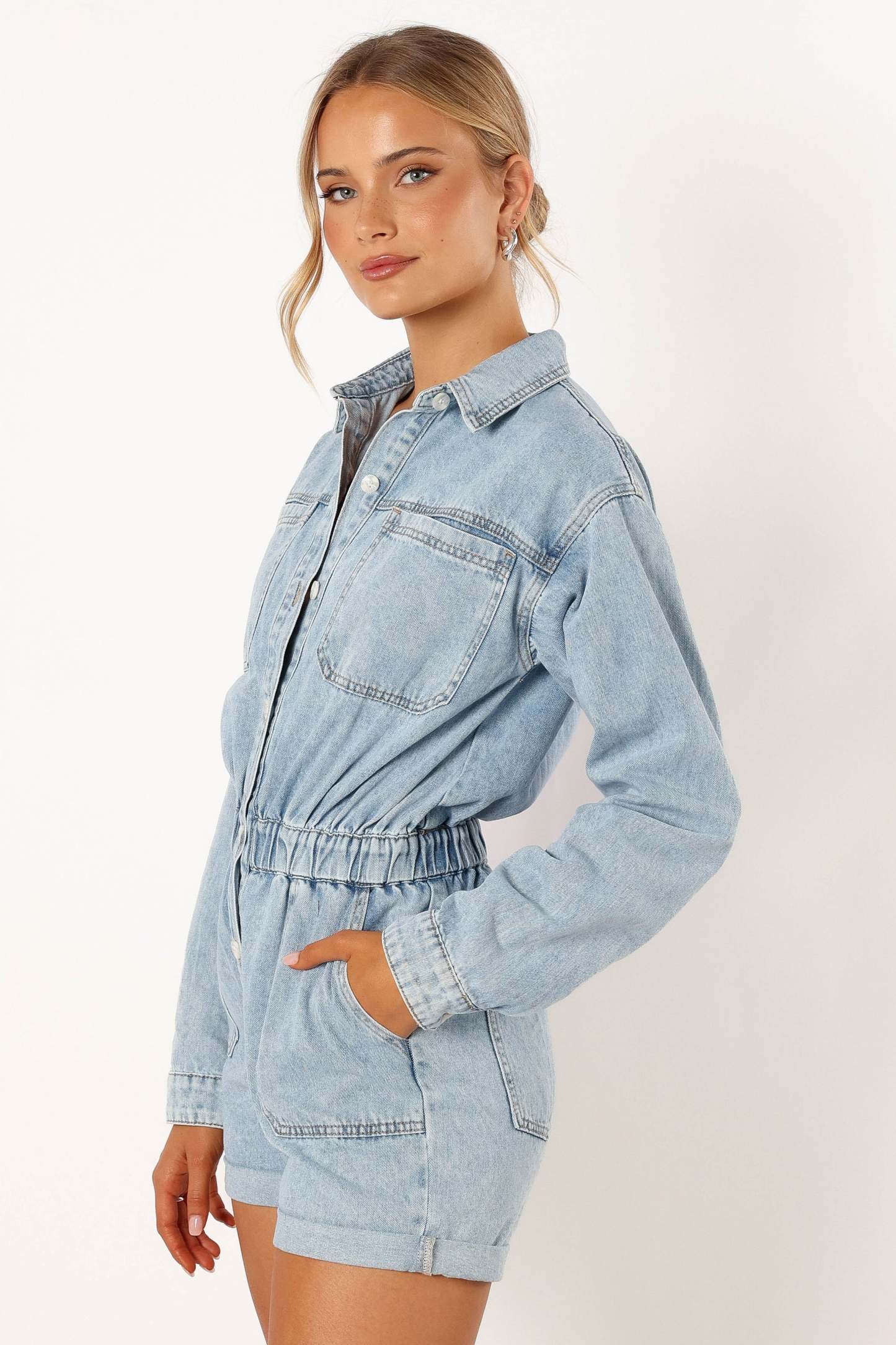 Danielle Romper - Medium Denim-Sunny Prom