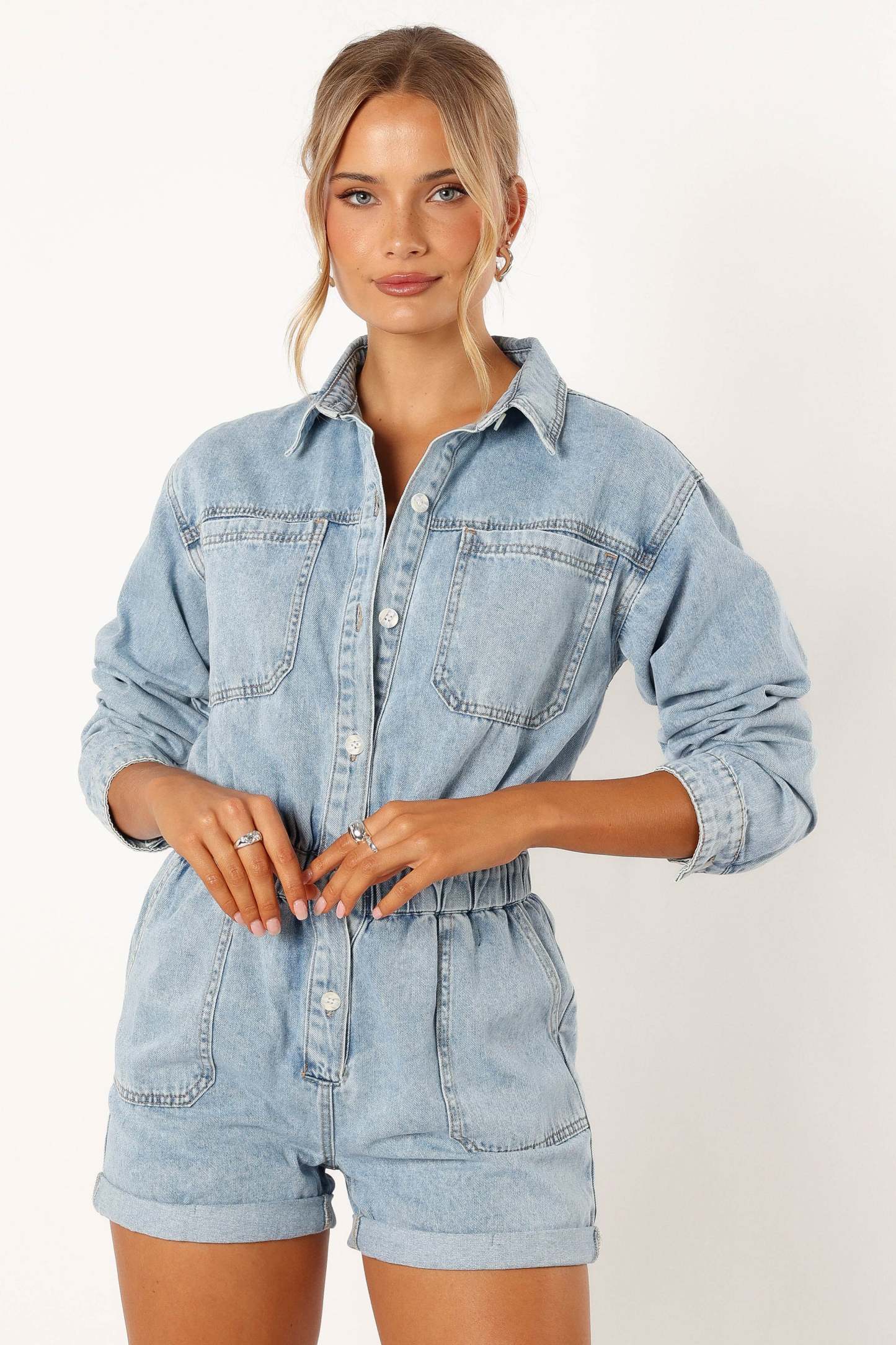 Danielle Romper - Medium Denim-Sunny Prom