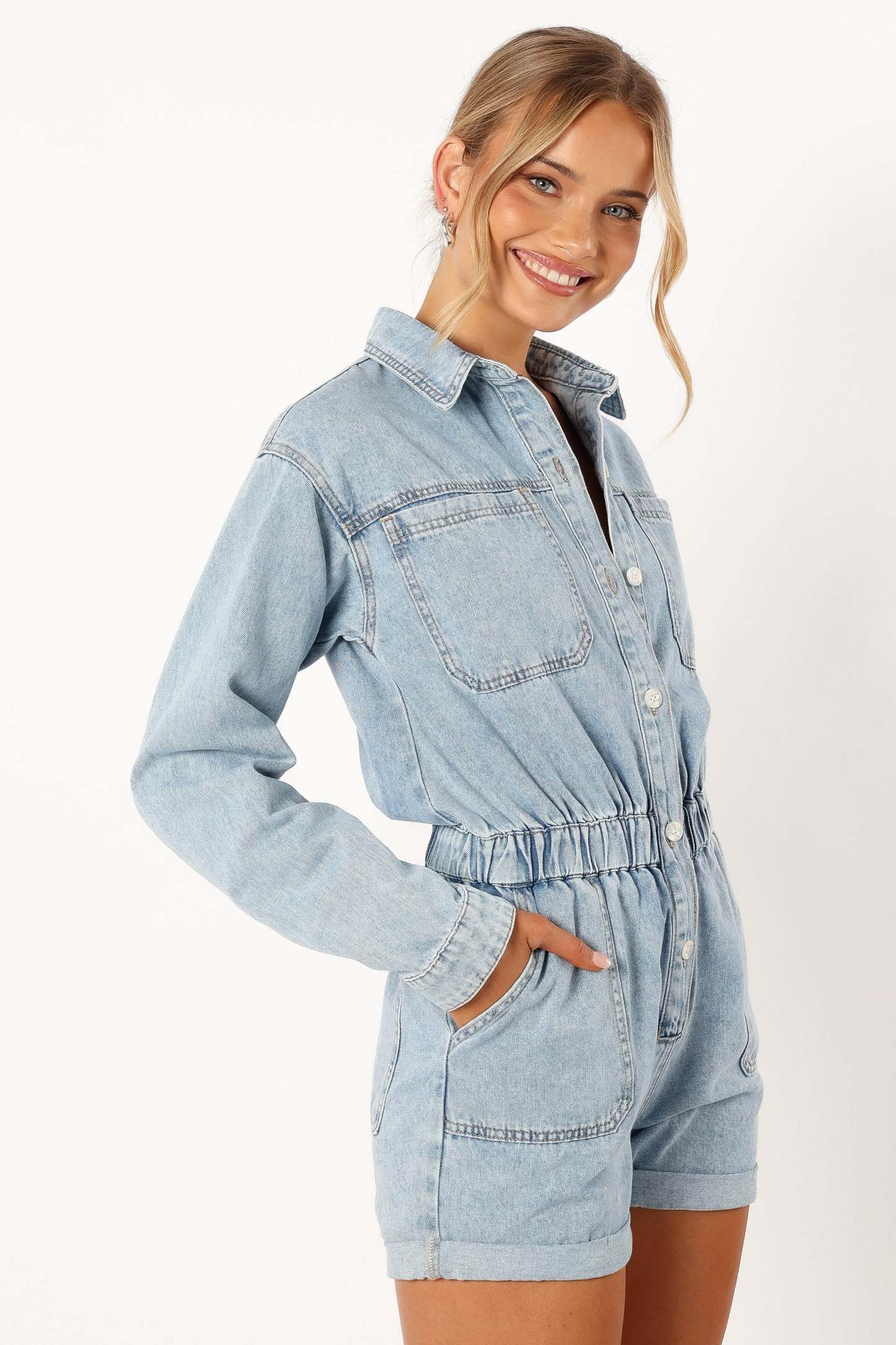 Danielle Romper - Medium Denim-Sunny Prom