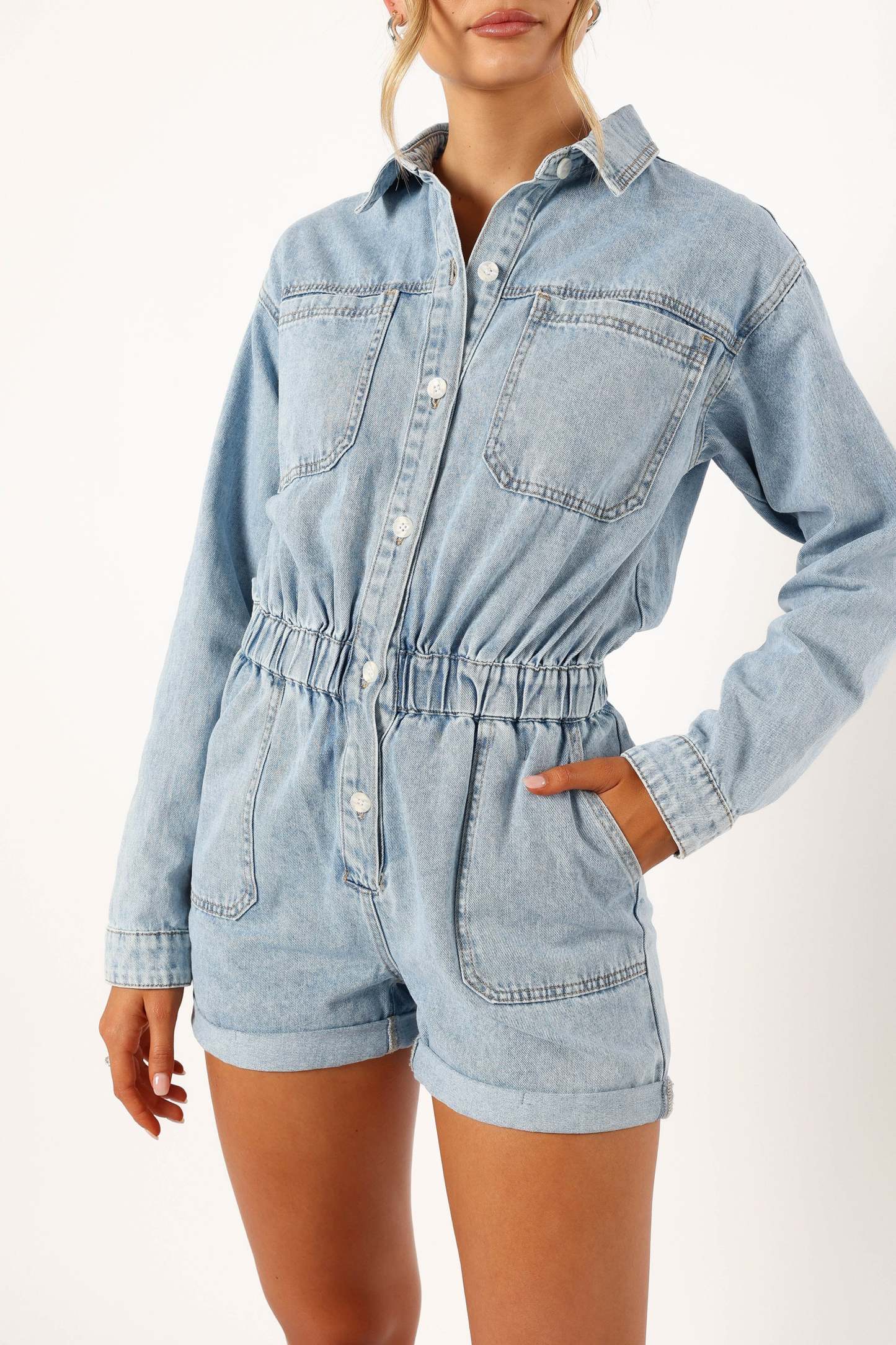 Danielle Romper - Medium Denim-Sunny Prom