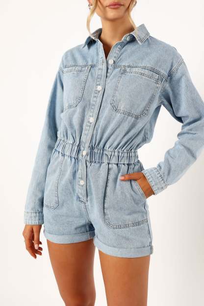 Danielle Romper - Medium Denim-Sunny Prom