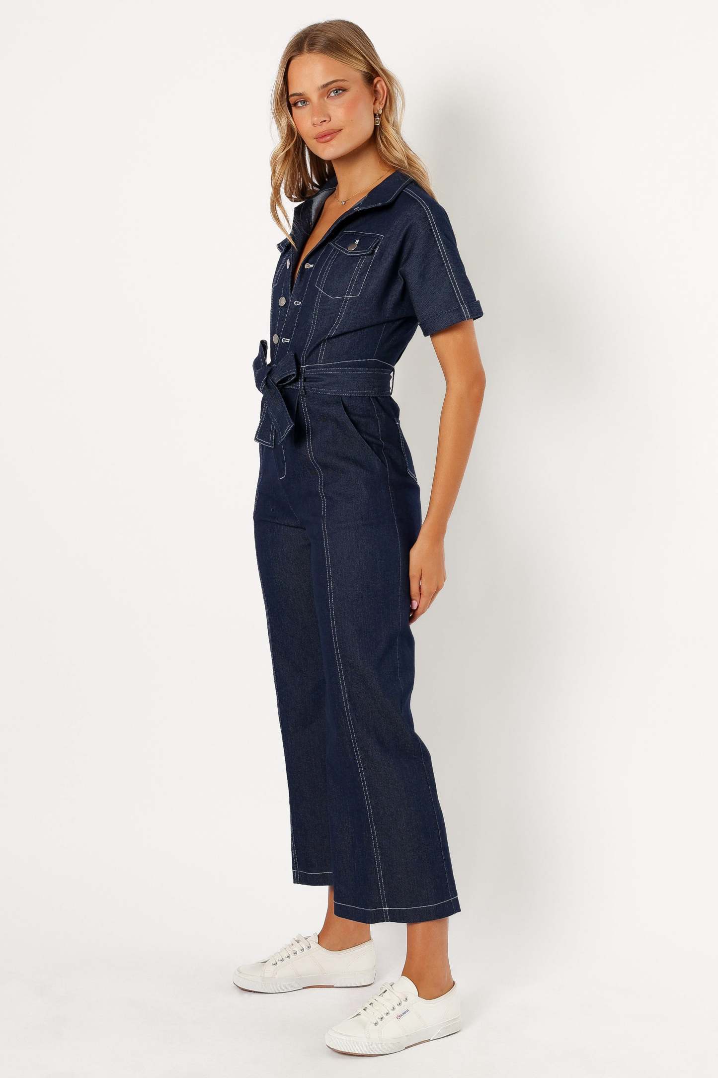 Demi Contrast Stitch Jumpsuit - Dark Denim-Sunny Prom