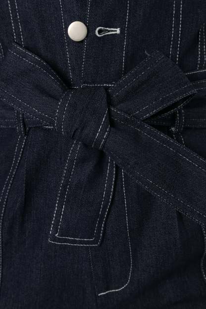 Demi Contrast Stitch Jumpsuit - Dark Denim-Sunny Prom
