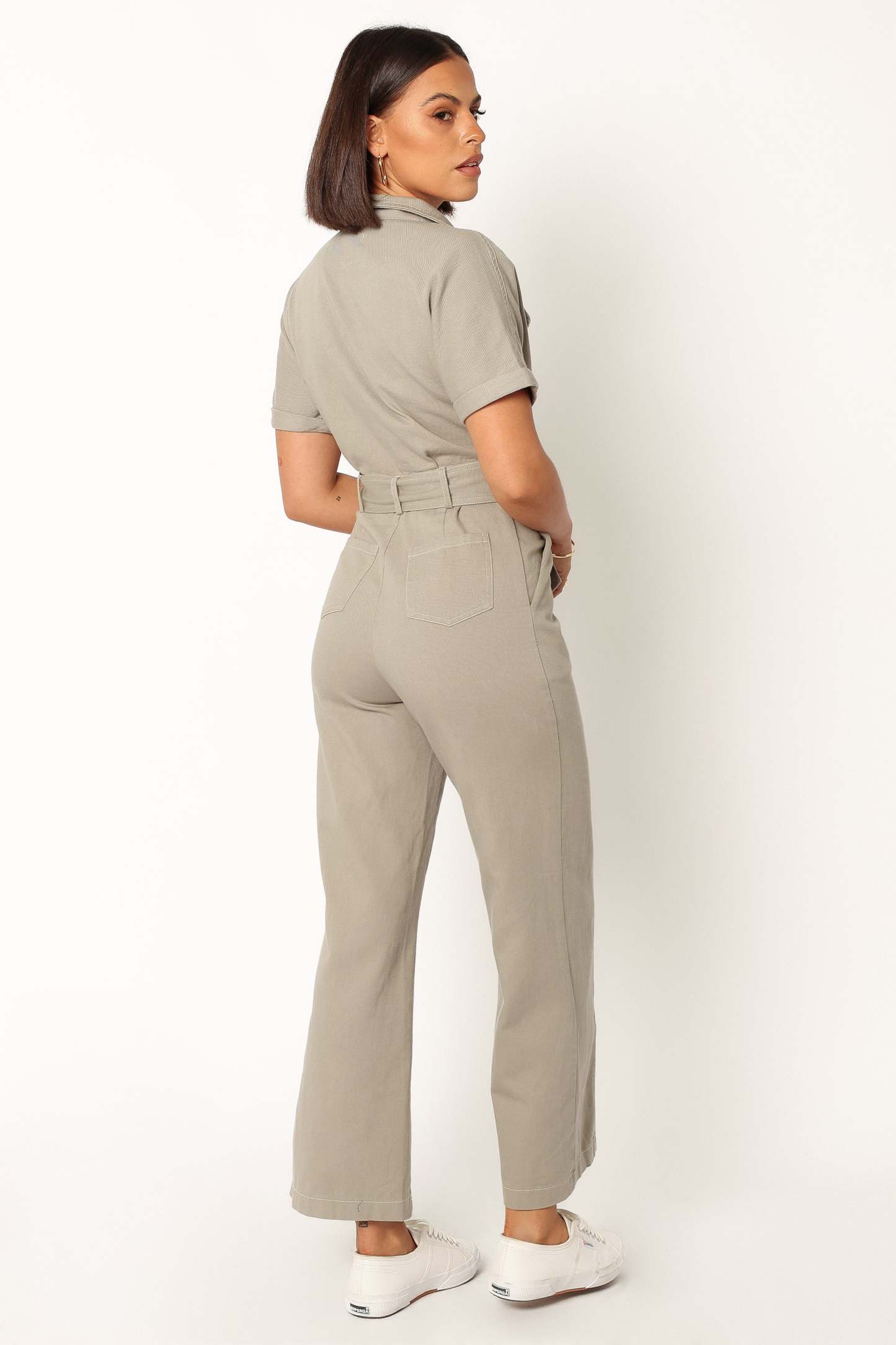 Demi Contrast Stitch Jumpsuit - Olive-Sunny Prom
