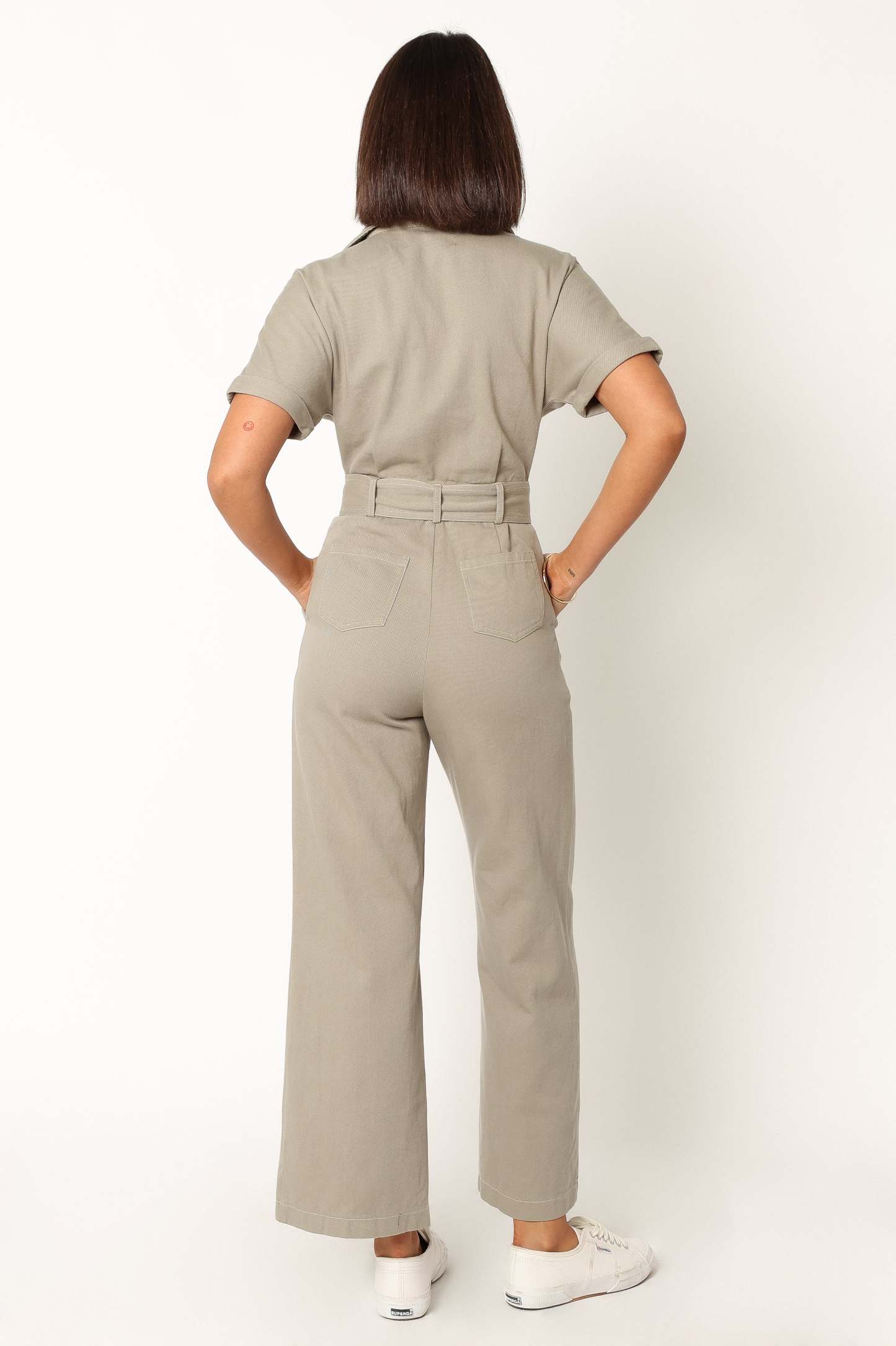 Demi Contrast Stitch Jumpsuit - Olive-Sunny Prom