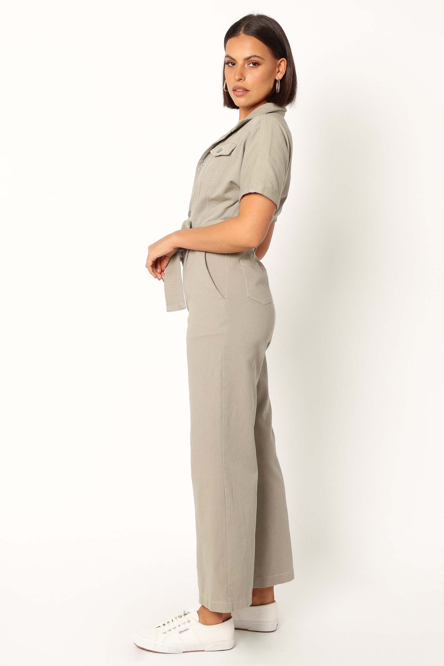 Demi Contrast Stitch Jumpsuit - Olive-Sunny Prom