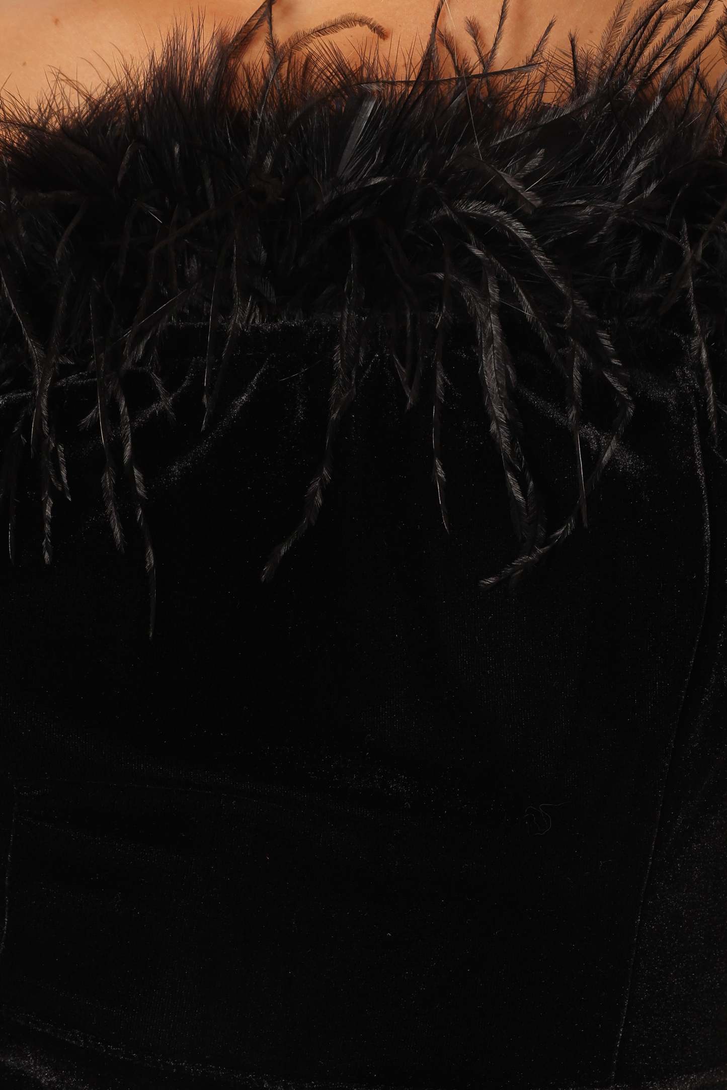 Donatella Feather Trim Jumpsuit - Black-Sunny Prom