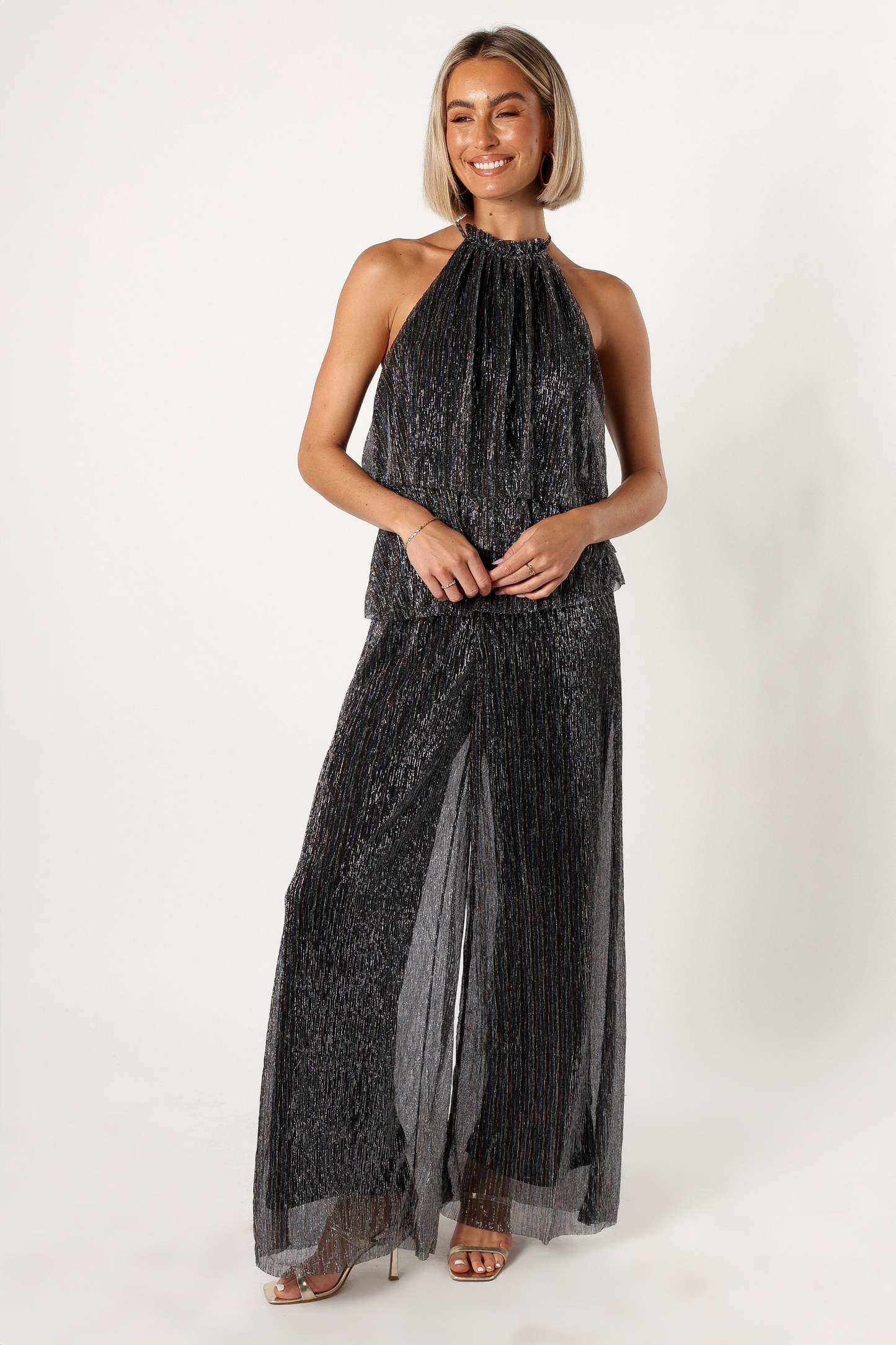 Elly Halter Jumpsuit - Black-Sunny Prom