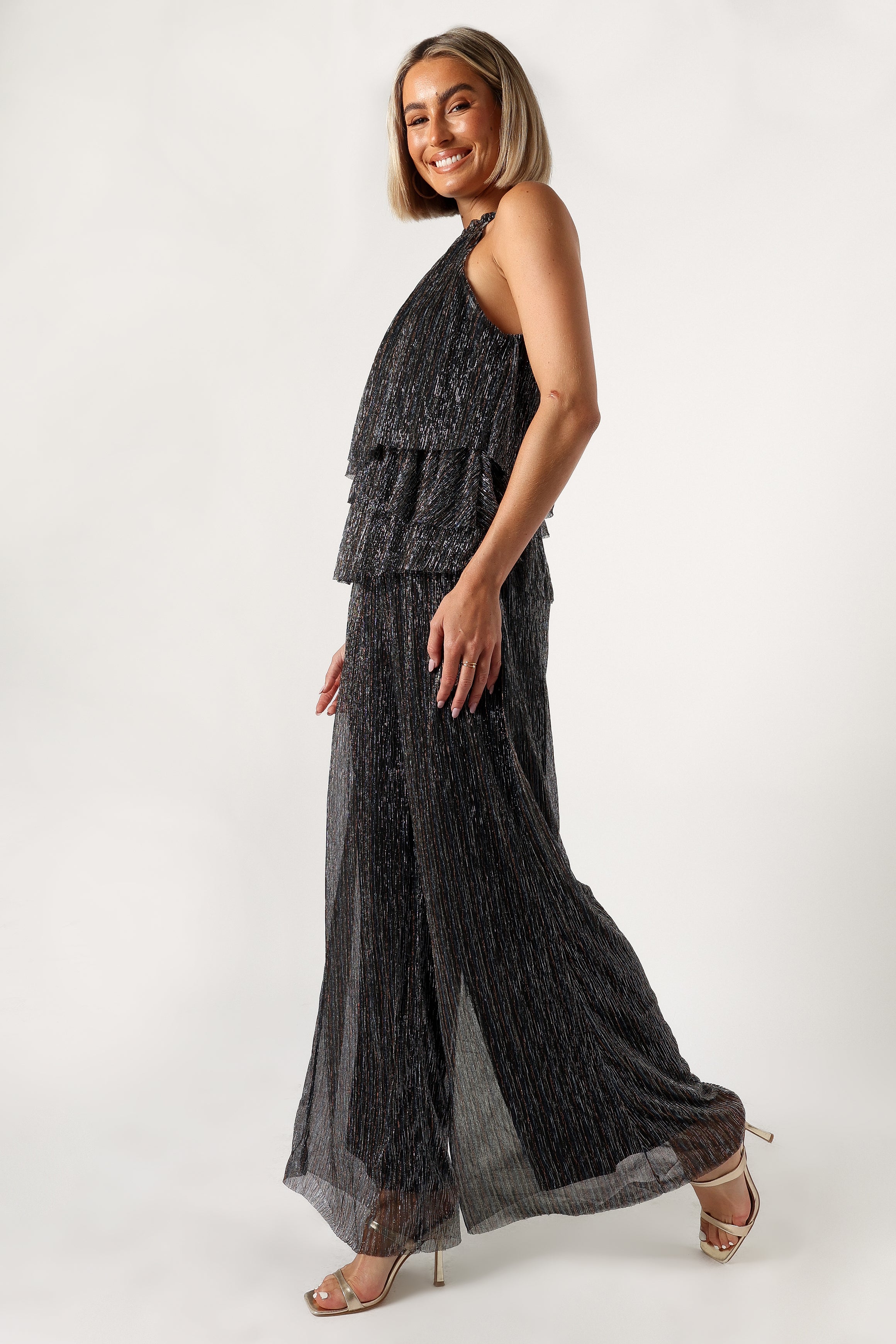 Elly Halter Jumpsuit - Black-Sunny Prom