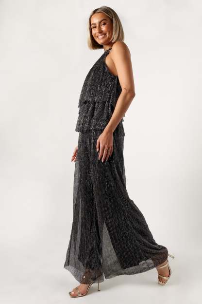 Elly Halter Jumpsuit - Black-Sunny Prom