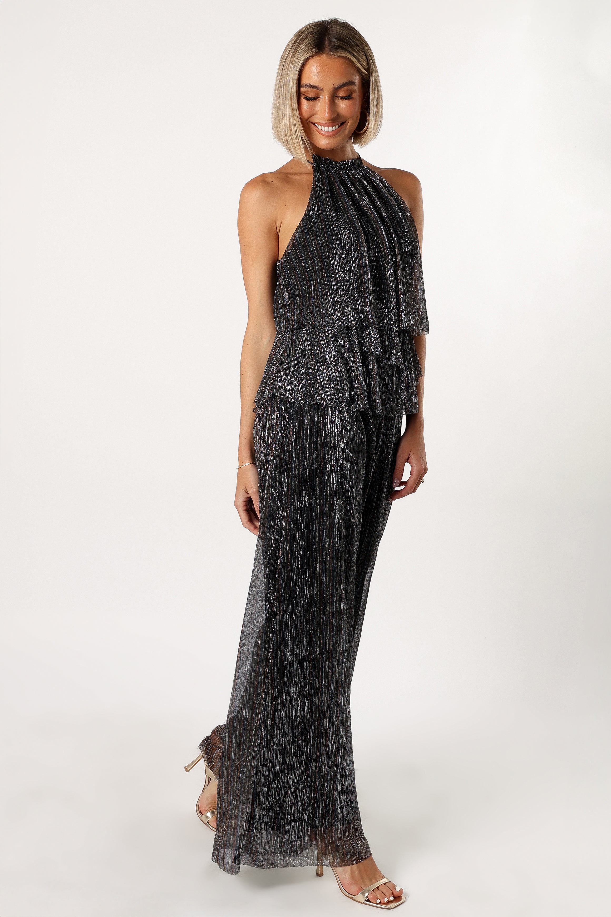Elly Halter Jumpsuit - Black-Sunny Prom