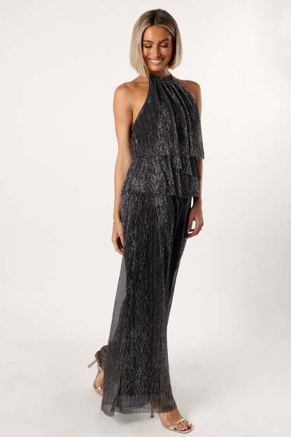 Elly Halter Jumpsuit - Black-Sunny Prom
