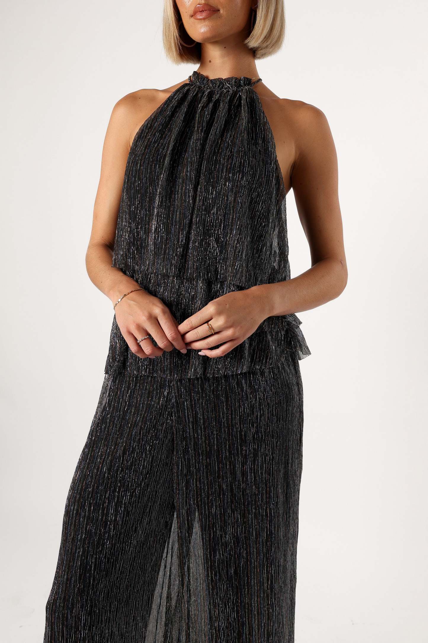 Elly Halter Jumpsuit - Black-Sunny Prom