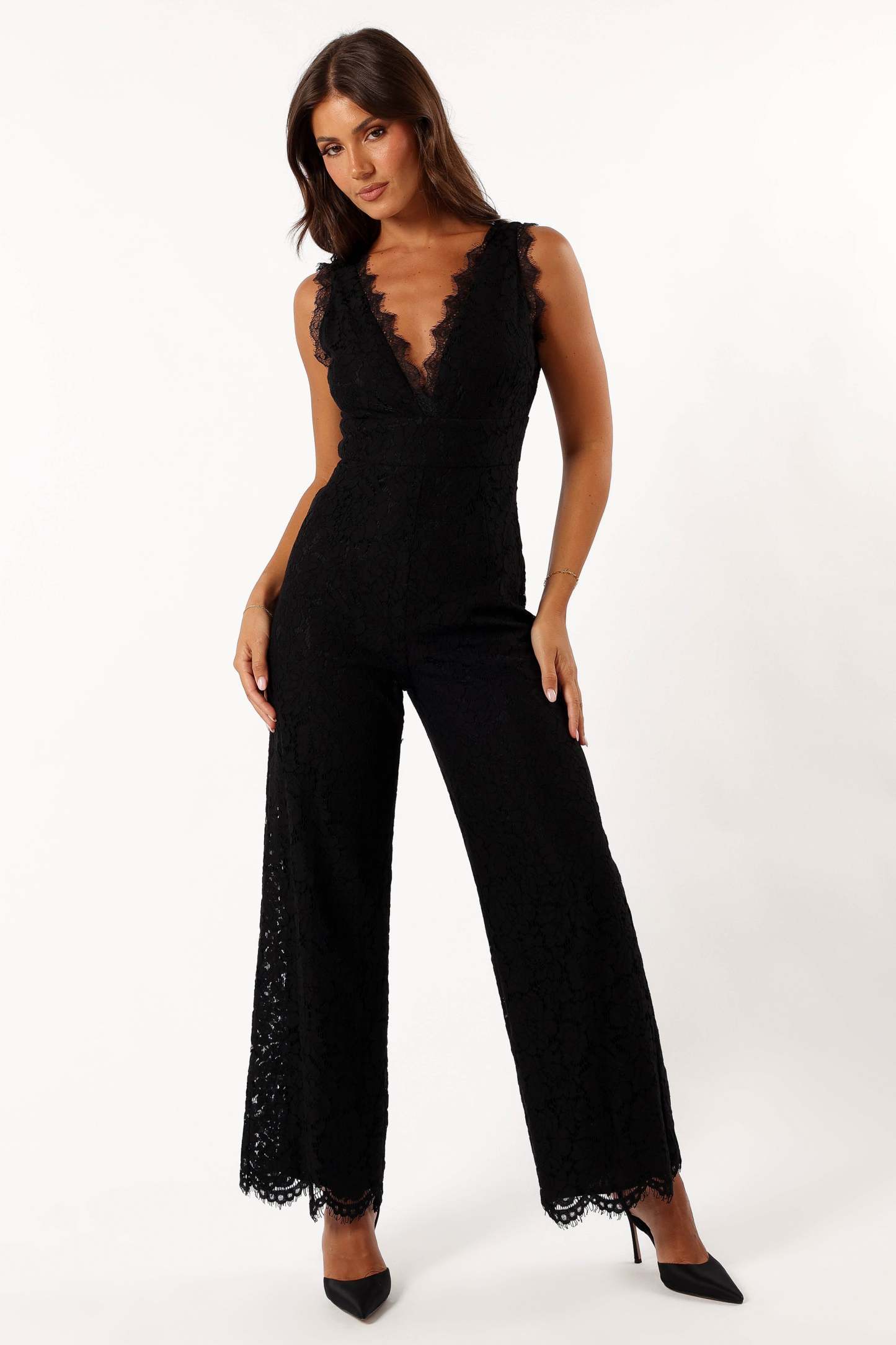 Eloise Lace Jumpsuit - Black-Sunny Prom
