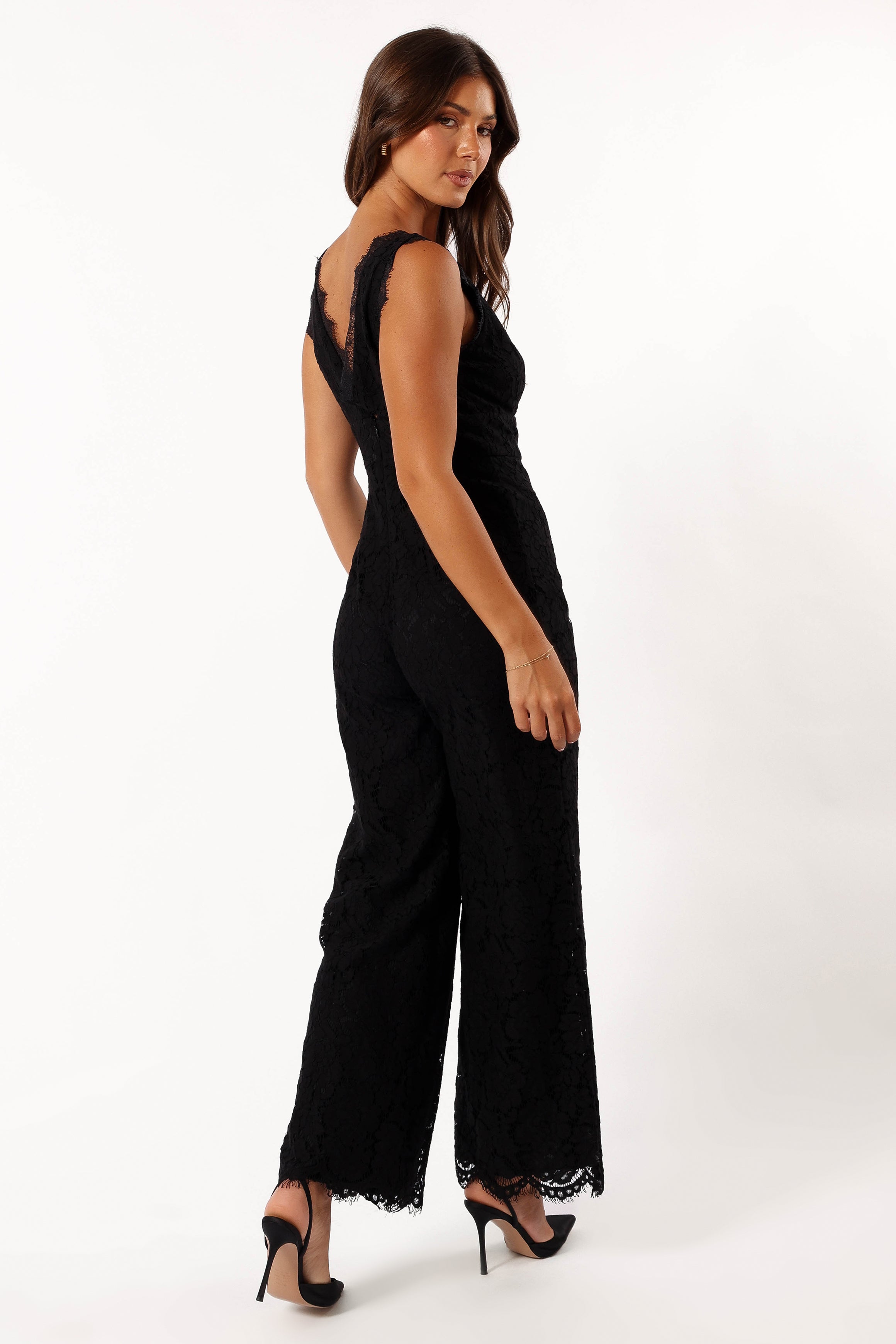 Eloise Lace Jumpsuit - Black-Sunny Prom