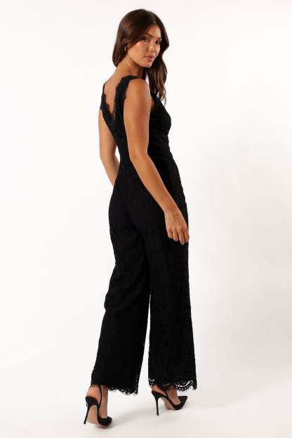 Eloise Lace Jumpsuit - Black-Sunny Prom