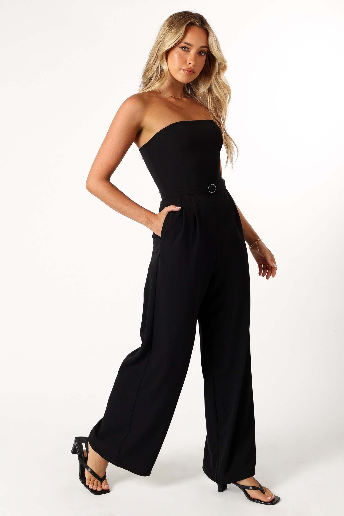 Hansen Strapless Jumpsuit - Black-Sunny Prom