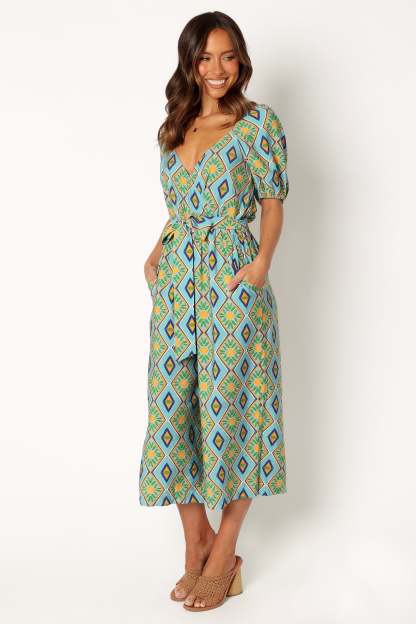 Hermione Wide Leg Jumpsuit - Blue-Sunny Prom