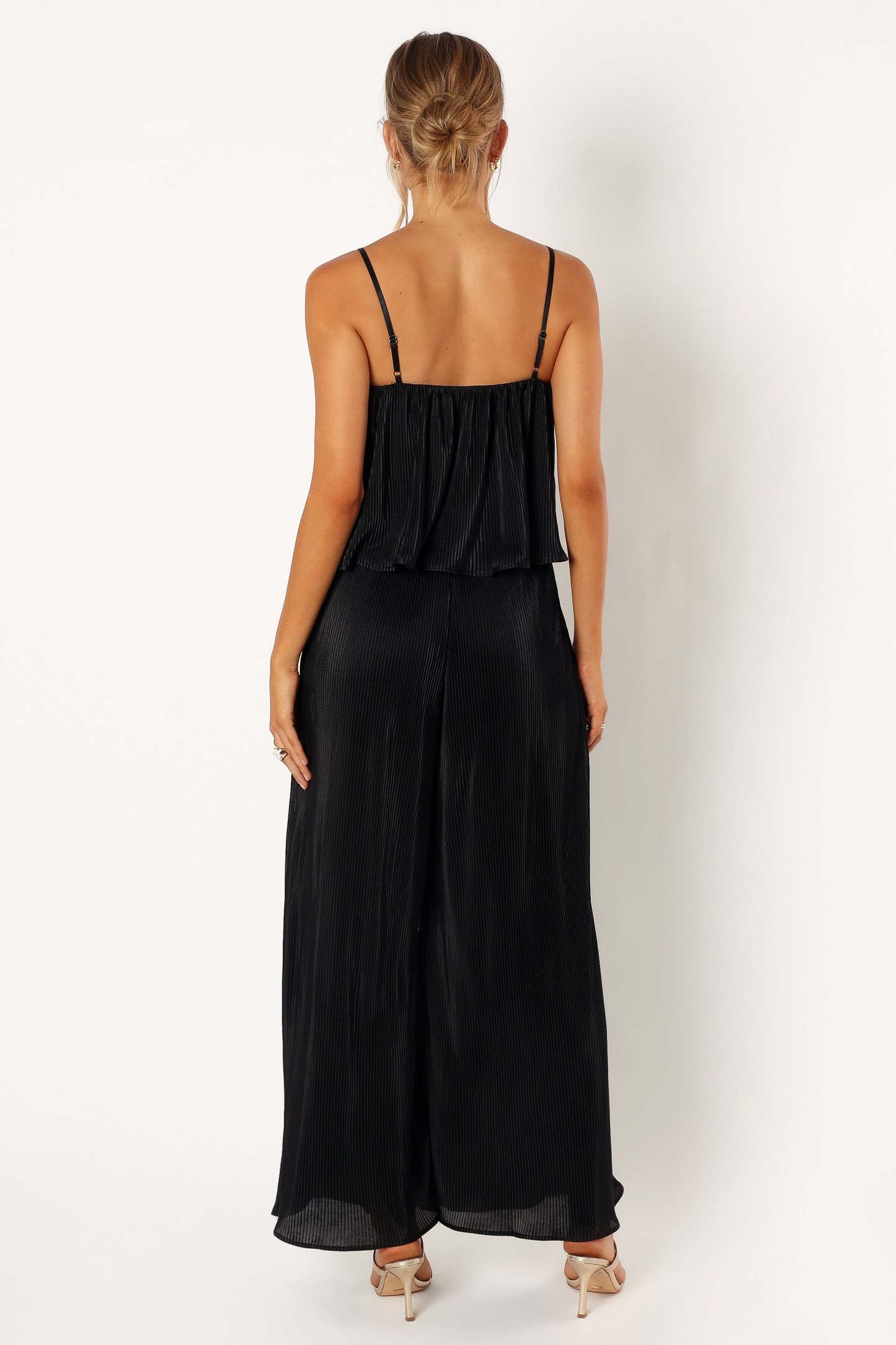 Jillian Plisse Jumpsuit - Black-Sunny Prom