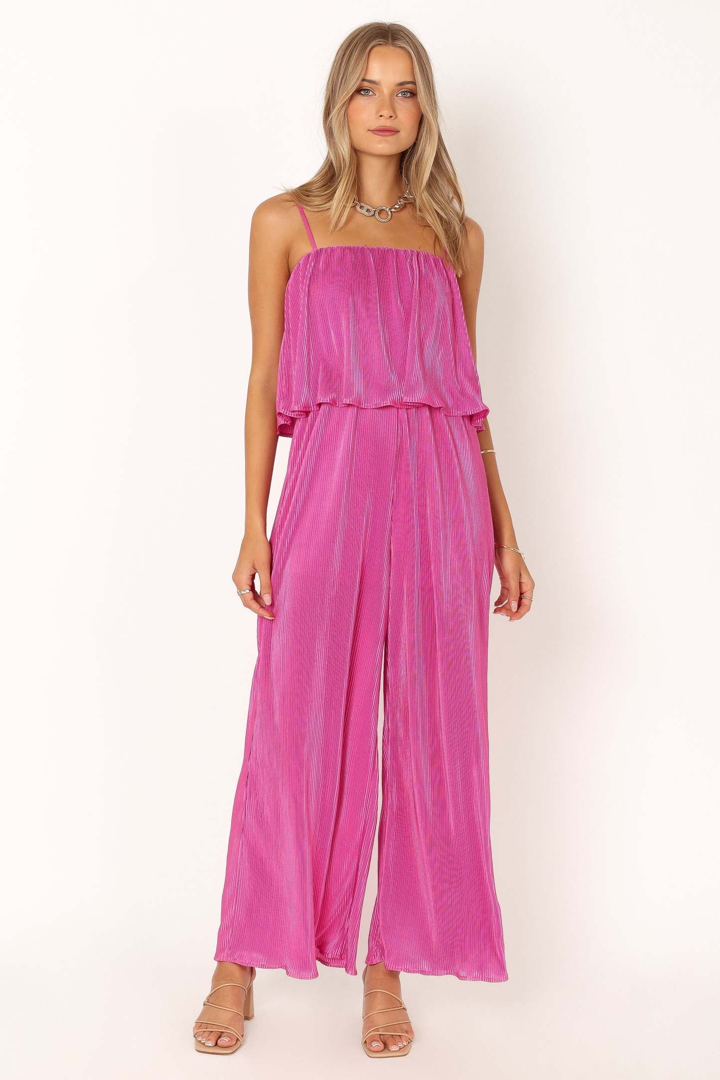 Jillian Plisse Jumpsuit - Orchid-Sunny Prom