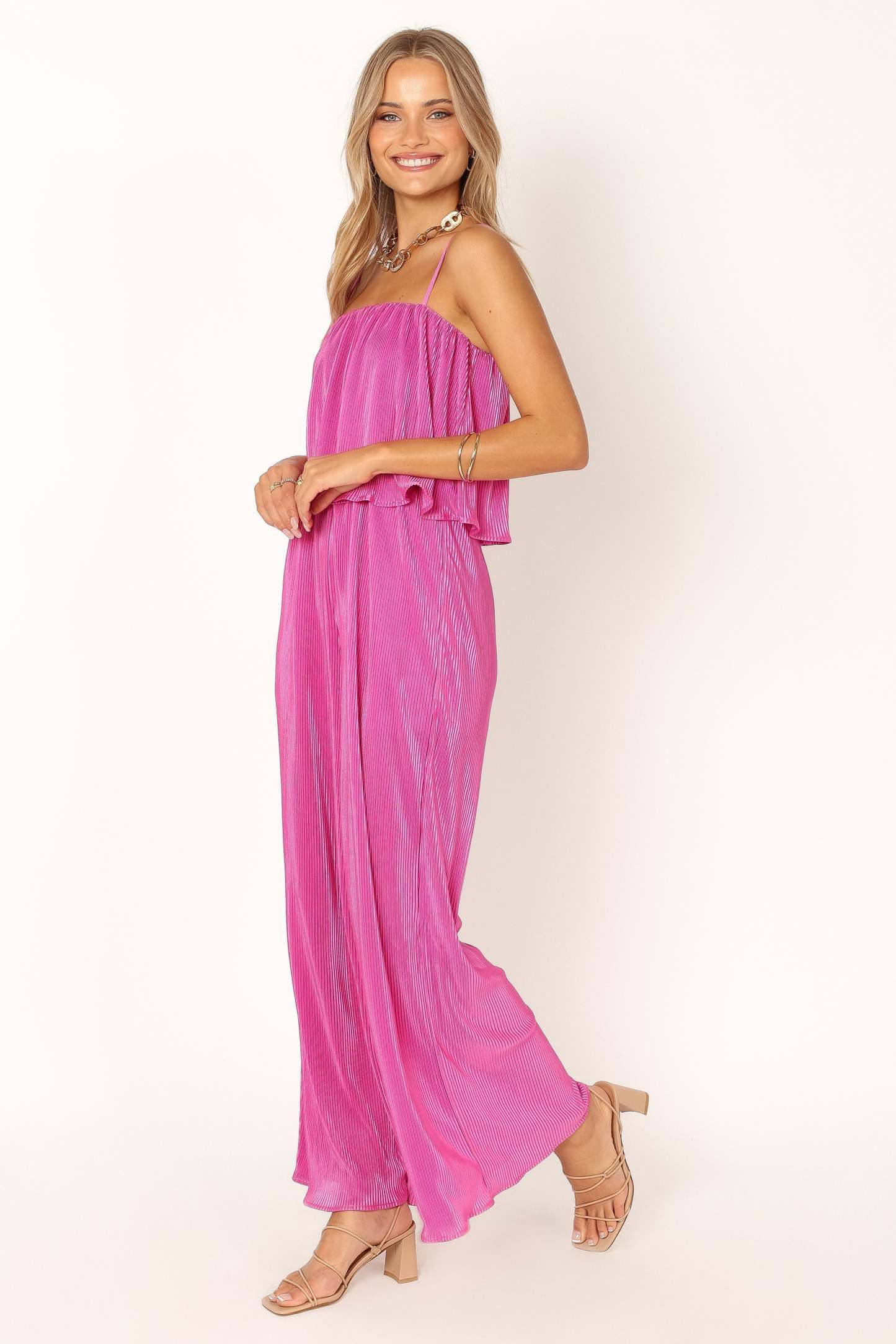 Jillian Plisse Jumpsuit - Orchid-Sunny Prom