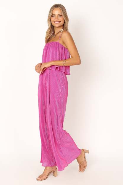 Jillian Plisse Jumpsuit - Orchid-Sunny Prom