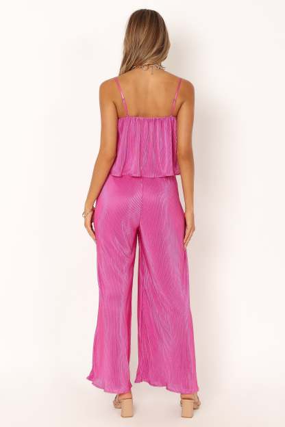 Jillian Plisse Jumpsuit - Orchid-Sunny Prom