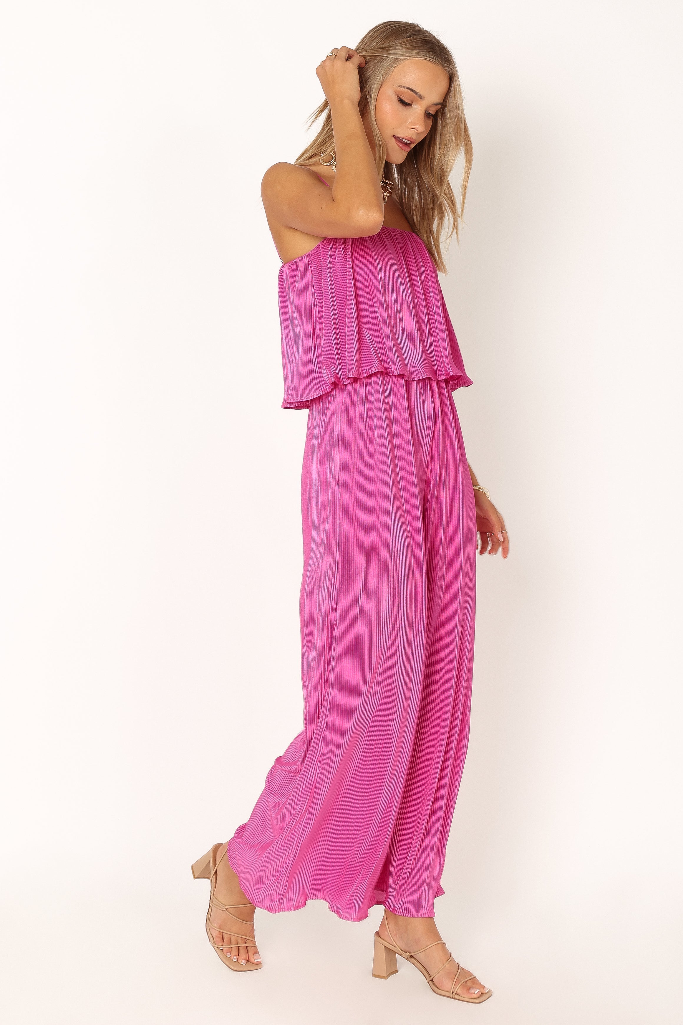 Jillian Plisse Jumpsuit - Orchid-Sunny Prom