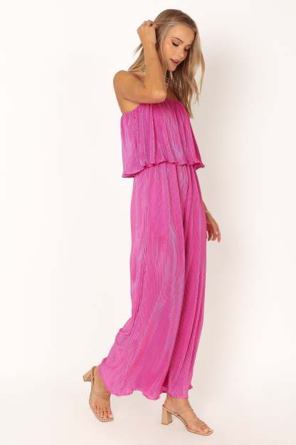 Jillian Plisse Jumpsuit - Orchid-Sunny Prom