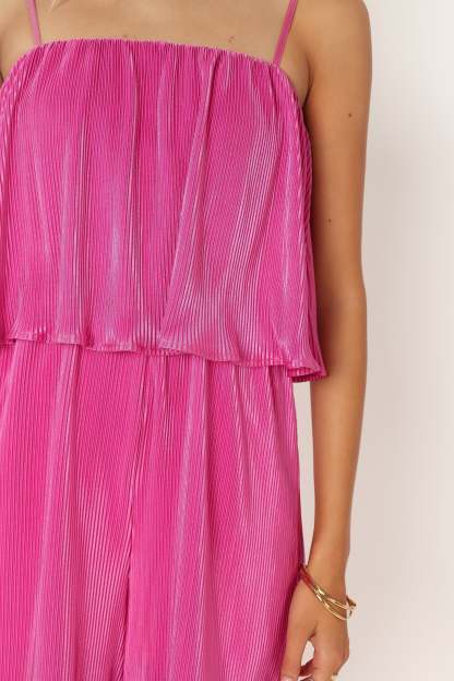 Jillian Plisse Jumpsuit - Orchid-Sunny Prom