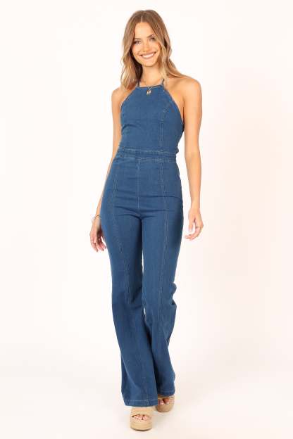 Kayla Denim Jumpsuit - Medium Indigo-Sunny Prom