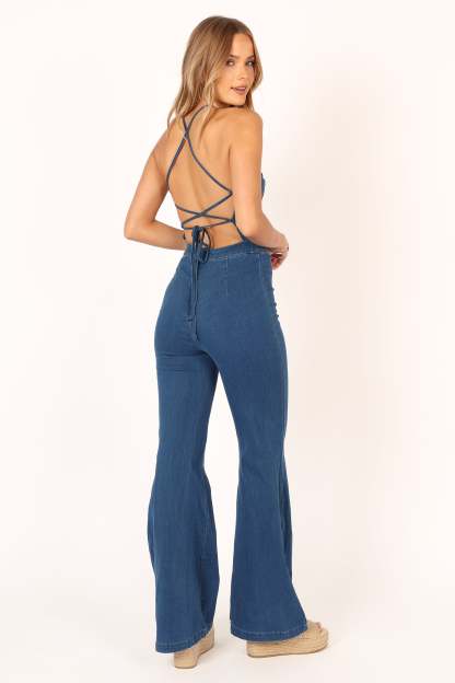 Kayla Denim Jumpsuit - Medium Indigo-Sunny Prom
