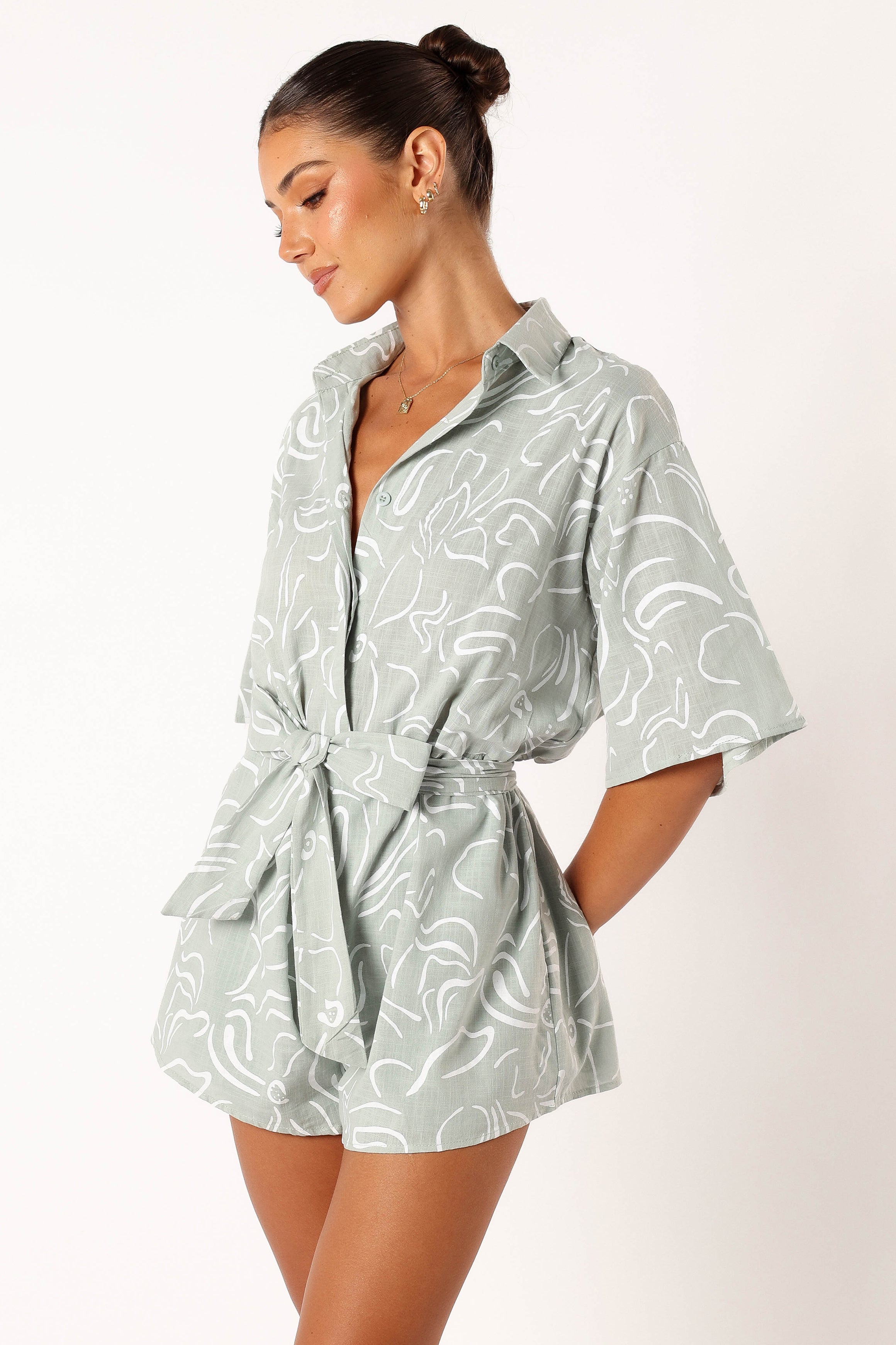 Kellie Romper - Sage-Sunny Prom