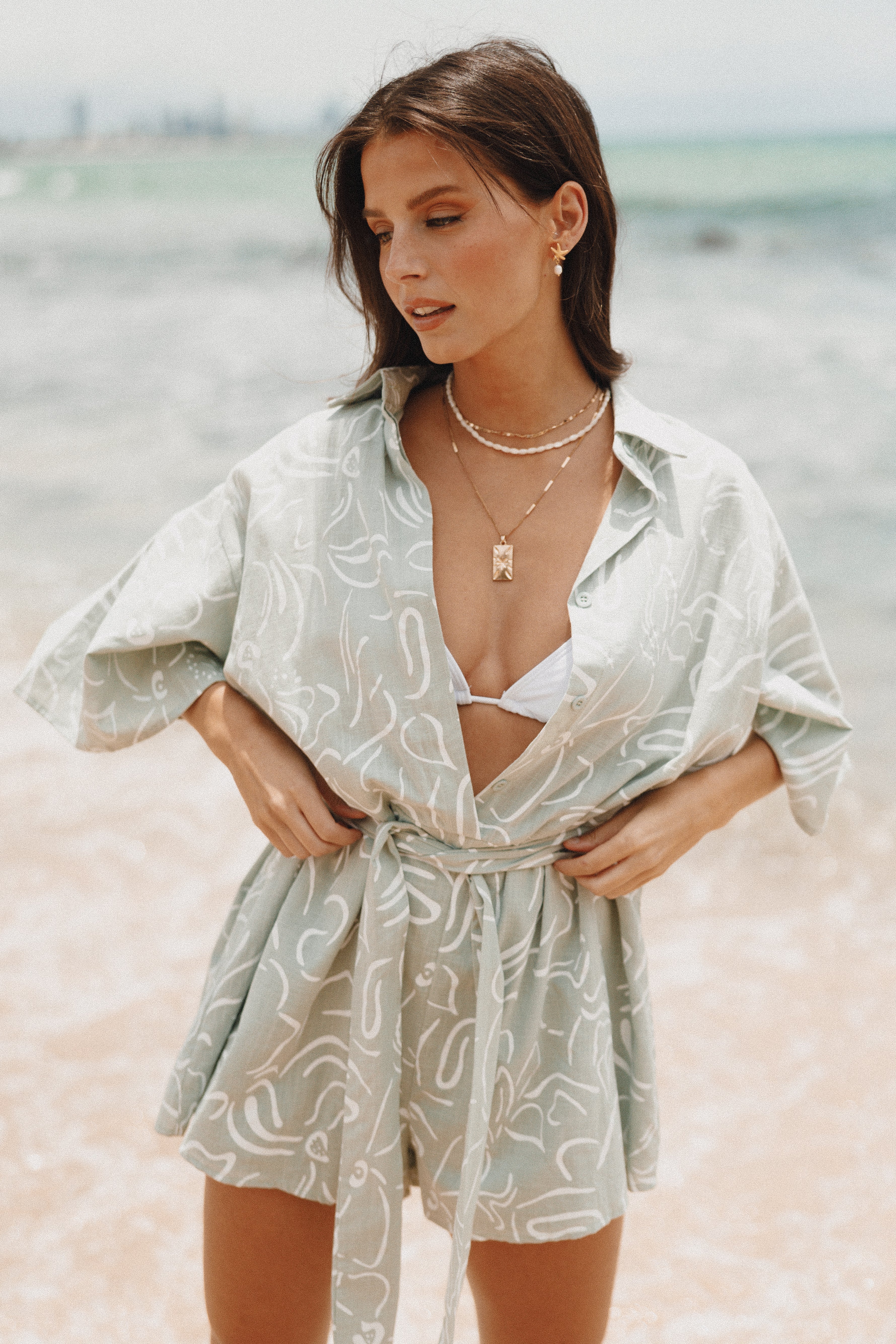 Kellie Romper - Sage-Sunny Prom