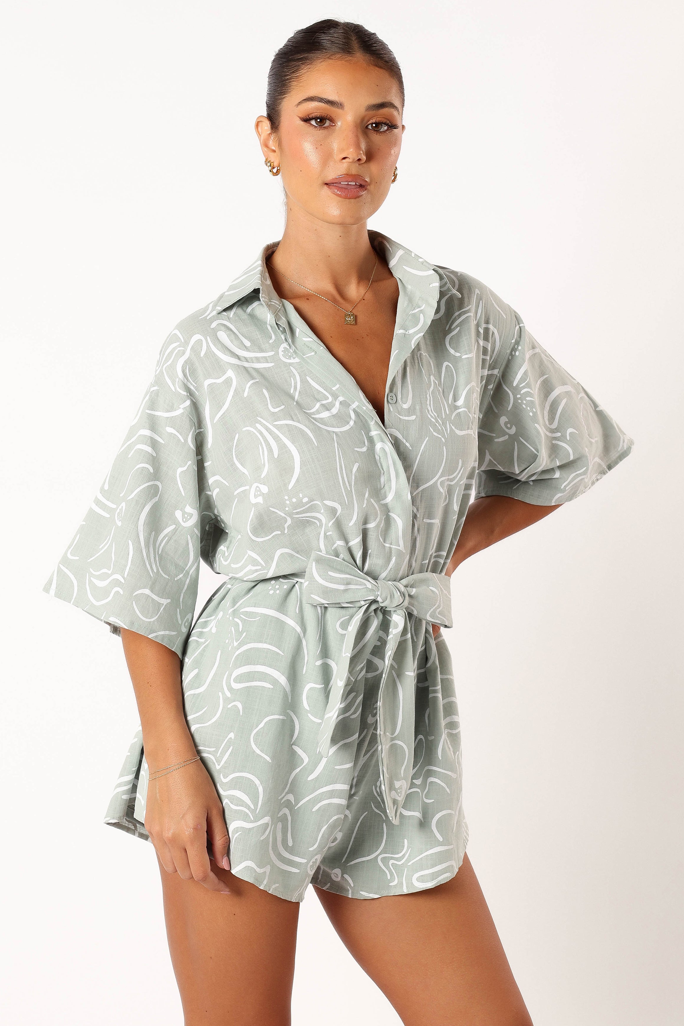 Kellie Romper - Sage-Sunny Prom