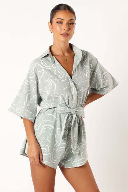 Kellie Romper - Sage-Sunny Prom