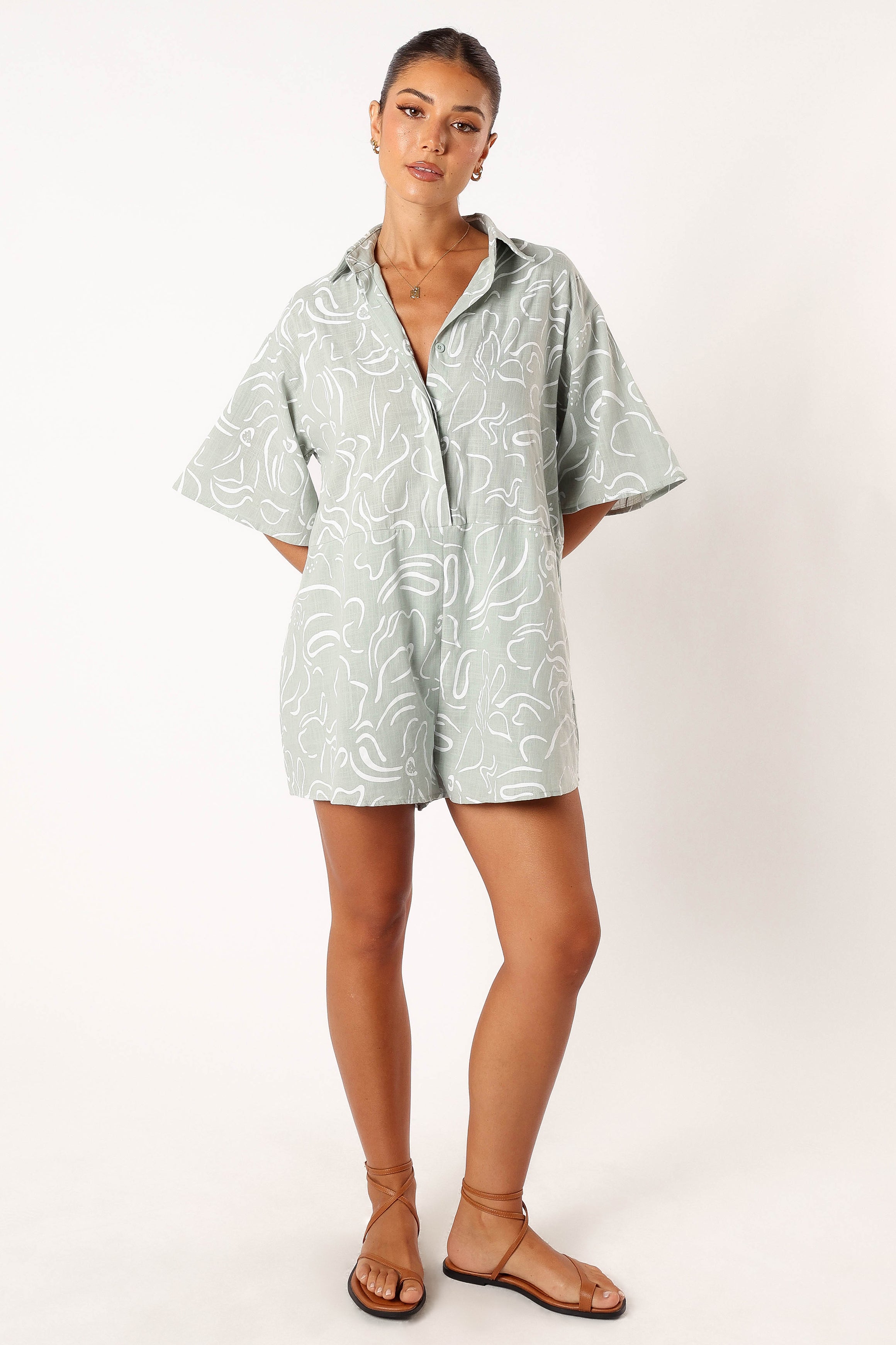 Kellie Romper - Sage-Sunny Prom