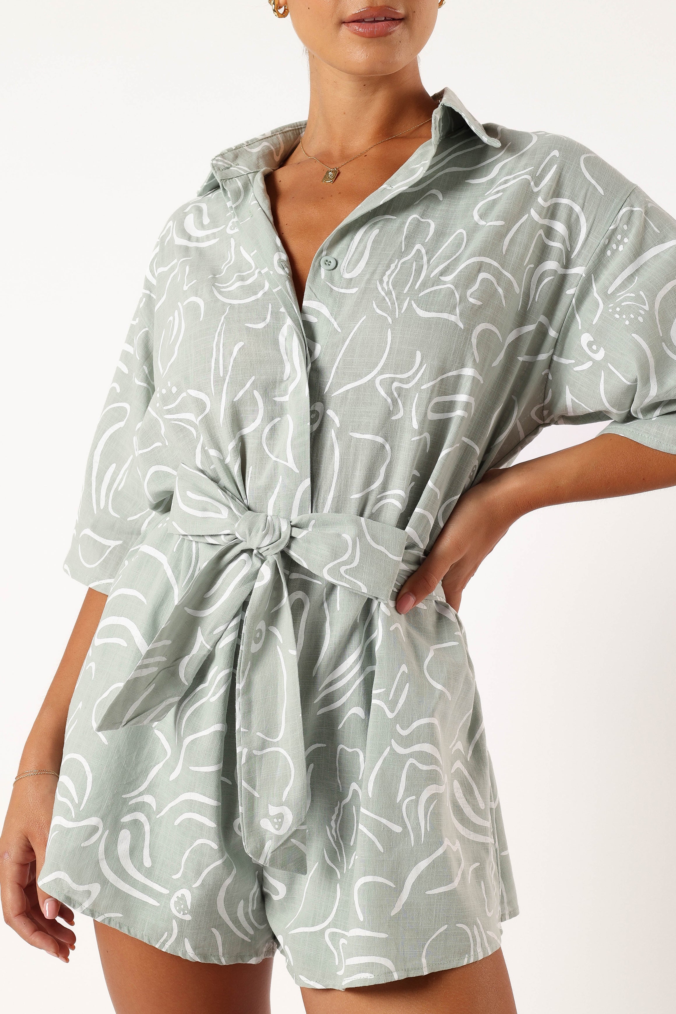Kellie Romper - Sage-Sunny Prom