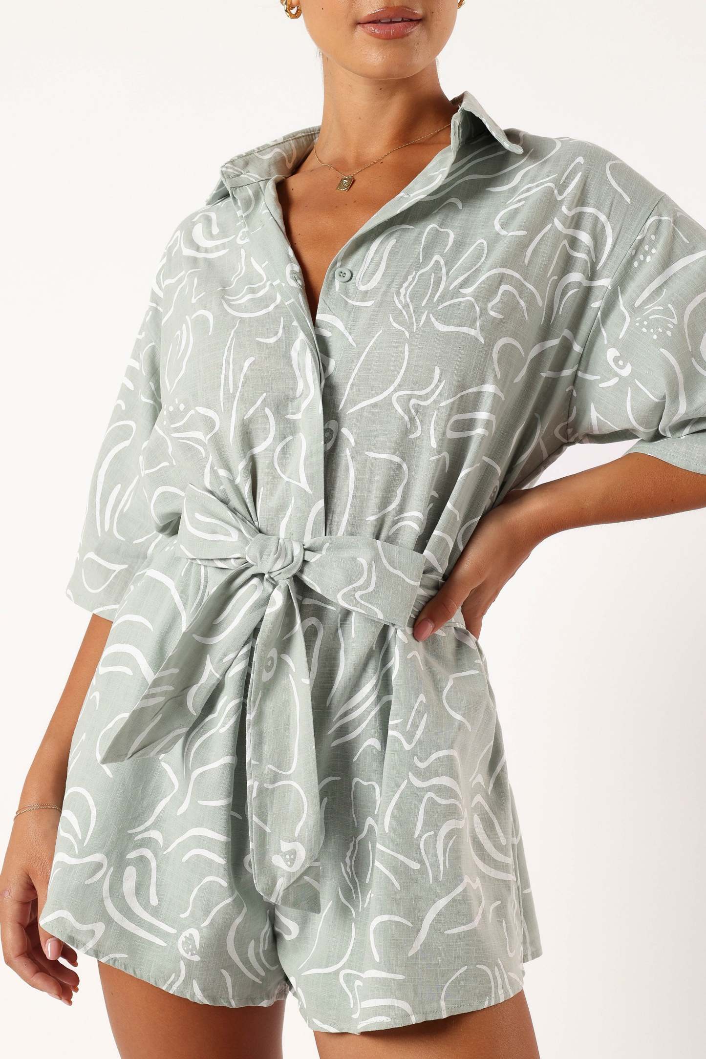 Kellie Romper - Sage-Sunny Prom