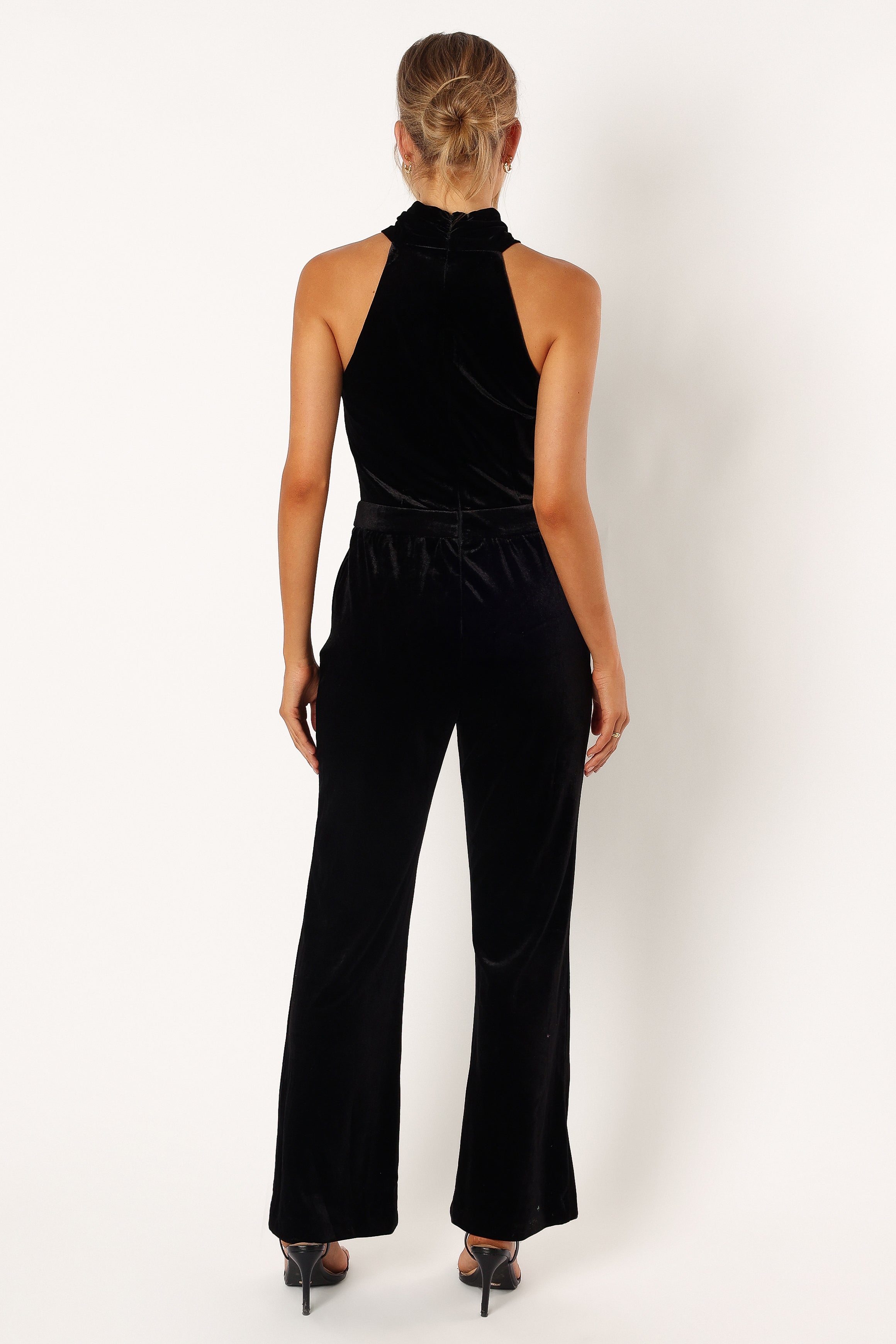Liberty Velvet Jumpsuit - Black-Sunny Prom