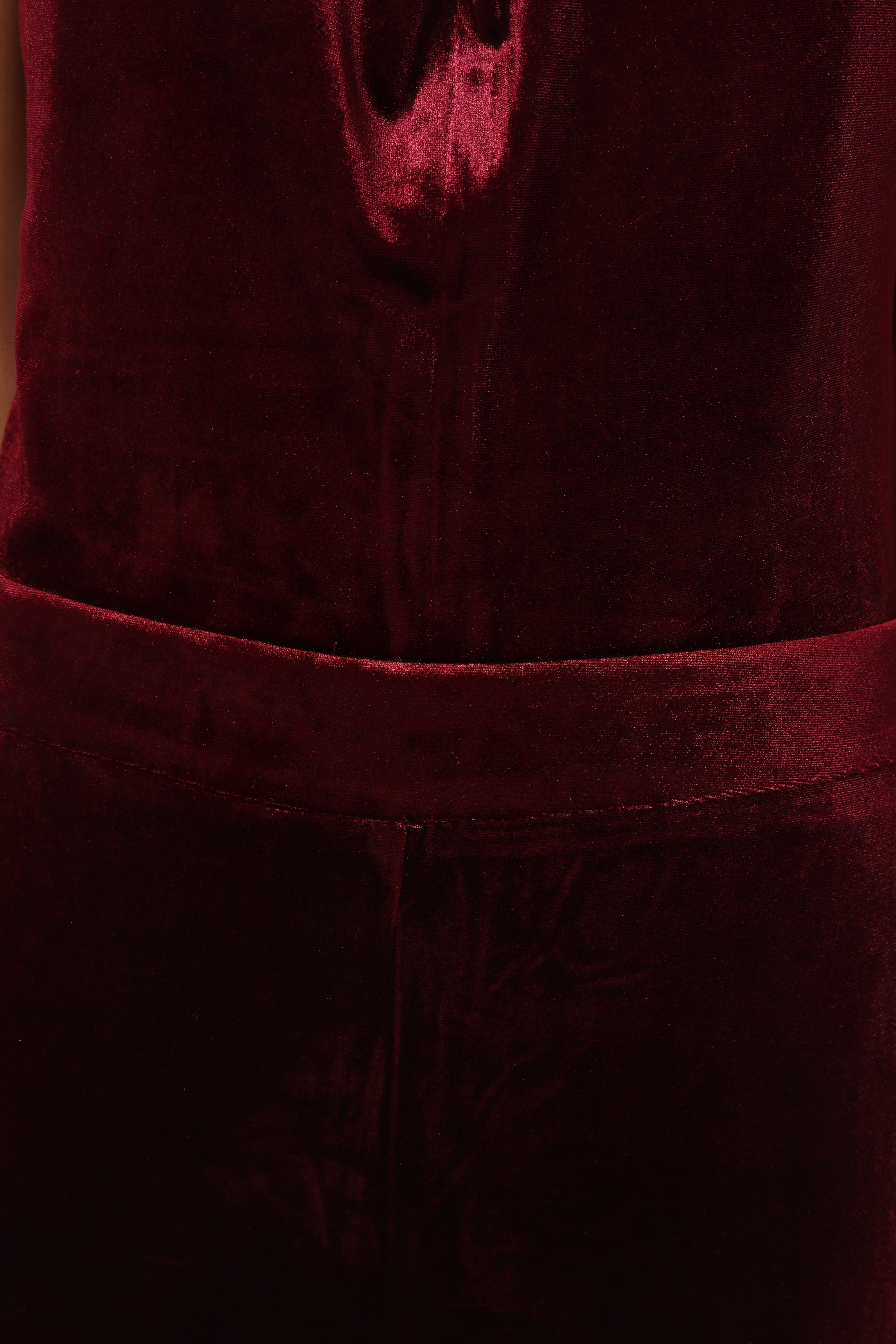 Liberty Velvet Jumpsuit - Burgundy-Sunny Prom