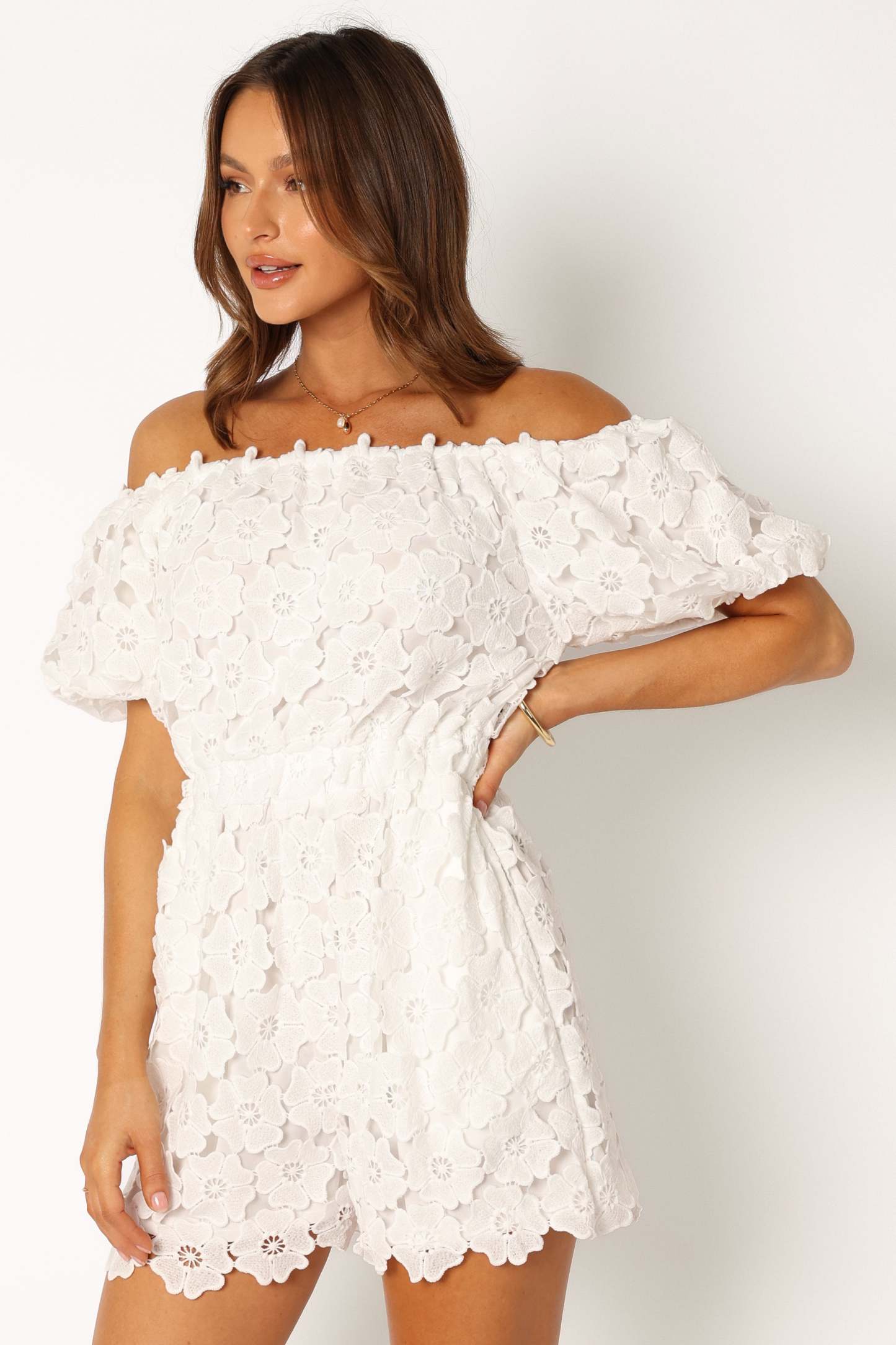 Lilly Romper - White-Sunny Prom