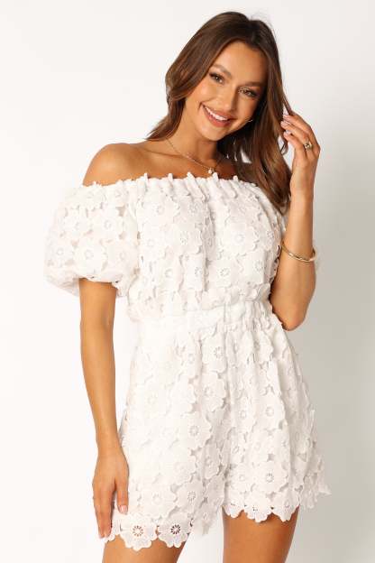 Lilly Romper - White-Sunny Prom