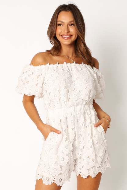 Lilly Romper - White-Sunny Prom