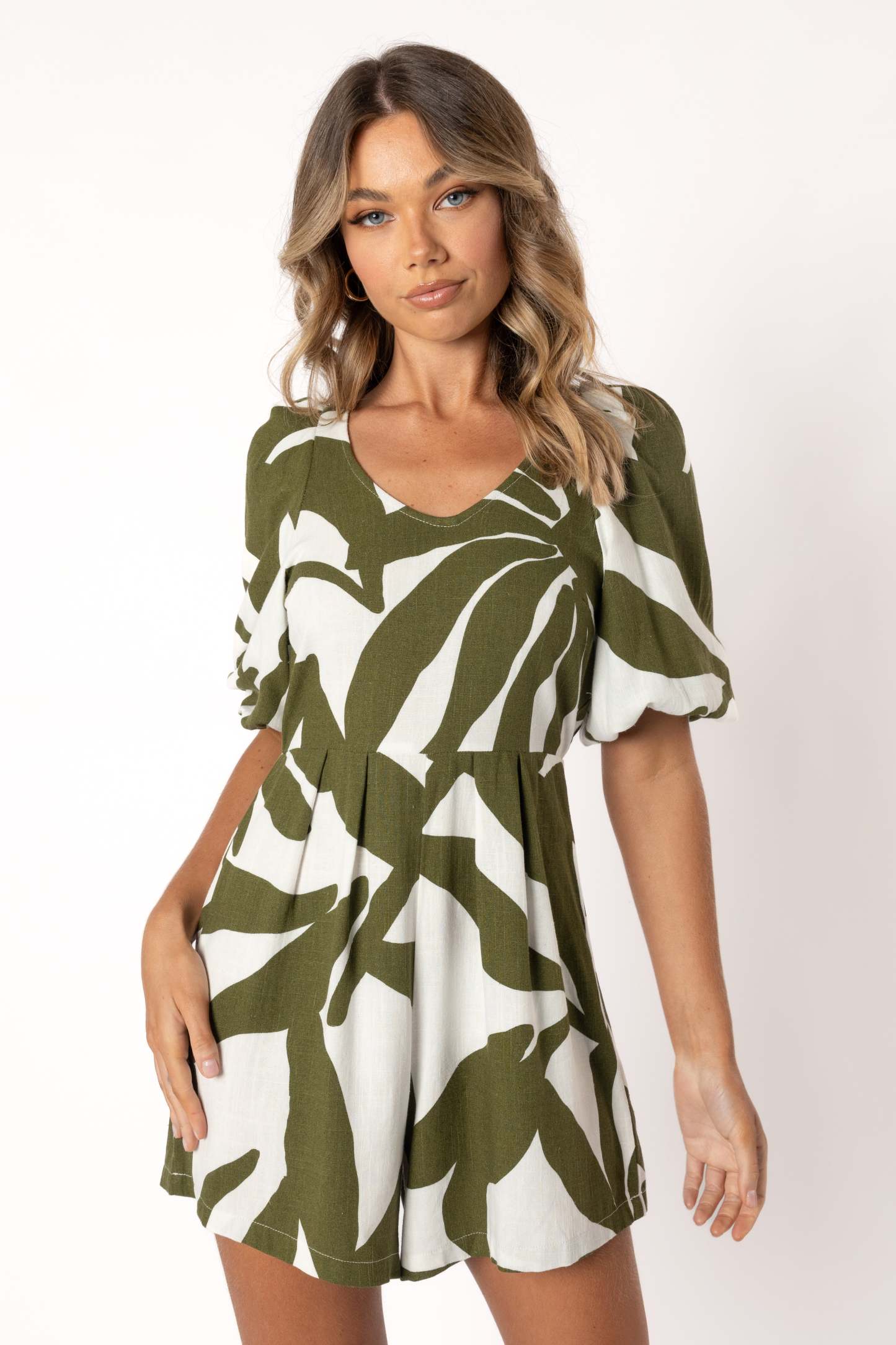 Matilda Romper - Olive Palm-Sunny Prom
